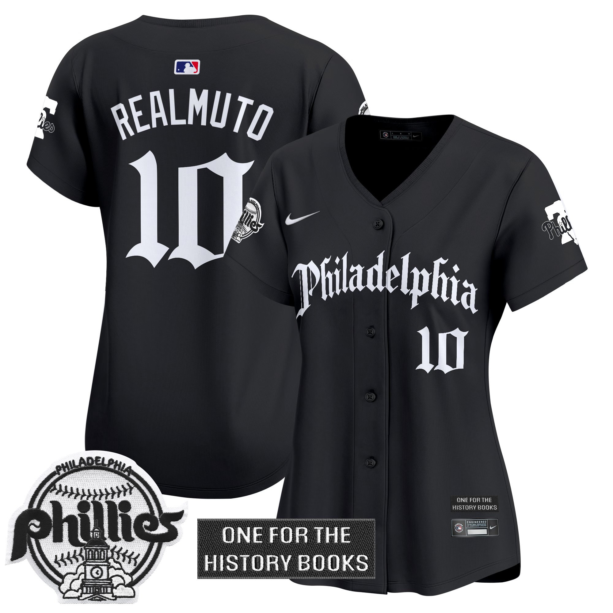 J.T.Realmuto Women's Philadelphia Phillies Retro Newspaper Edition Vapor Premier Limited Black Jersey - All Stitched
