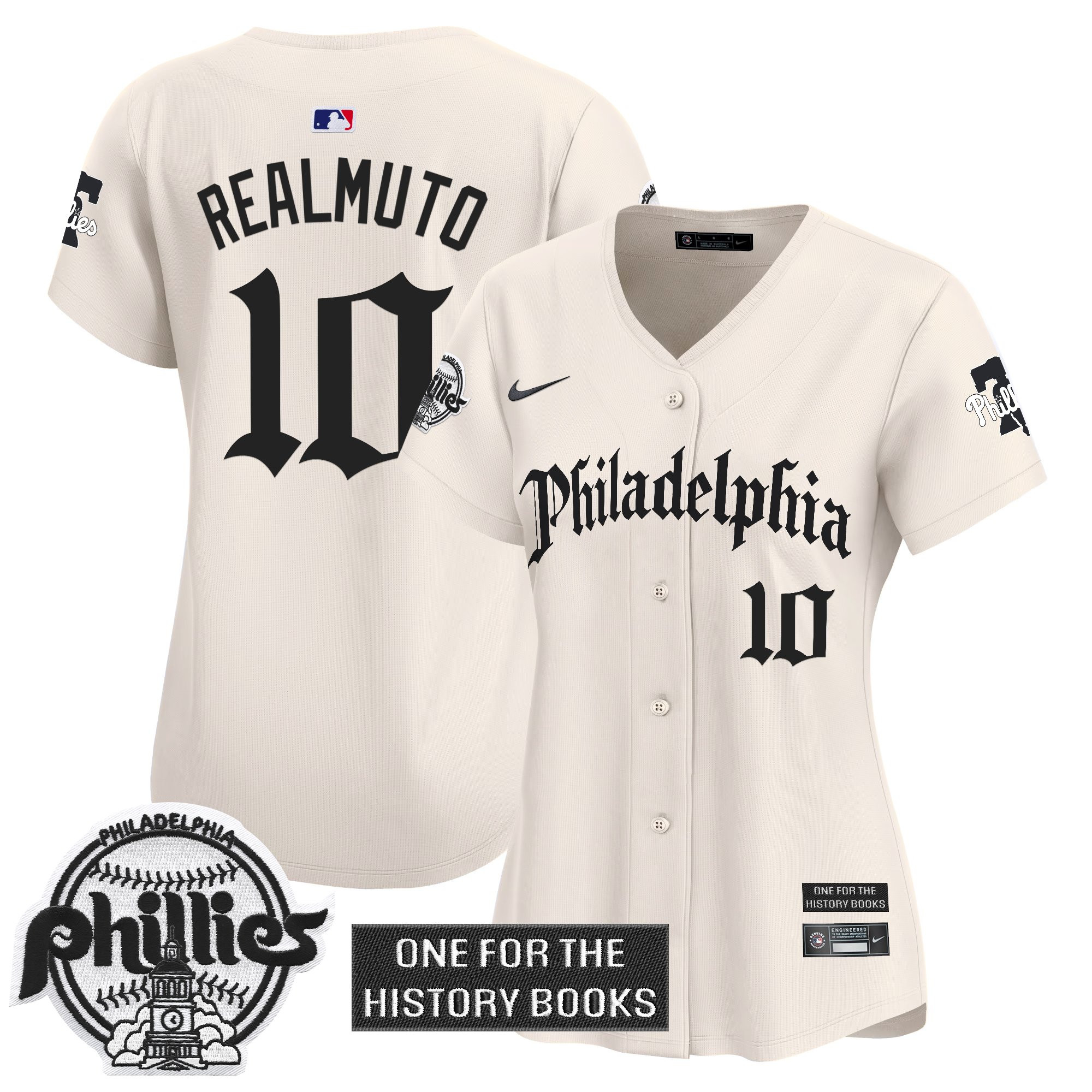 J.T.Realmuto Women's Philadelphia Phillies Retro Newspaper Edition Vapor Premier Limited Cream Jersey - All Stitched