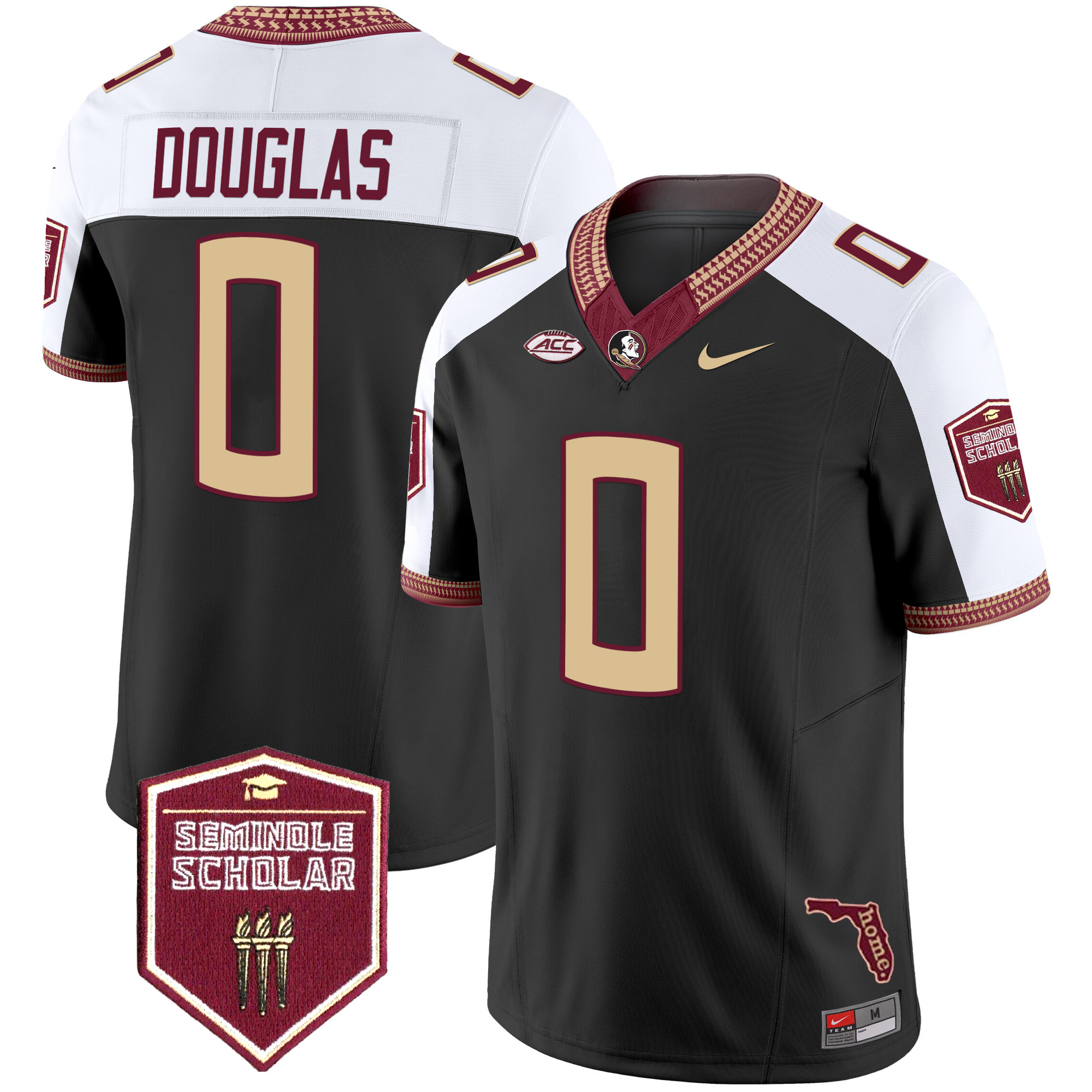 JaKhi Douglas Men's Florida State Seminoles 2025 Seminole Scholar Patch Vapor Limited Black Alternate Jersey - All Stitched
