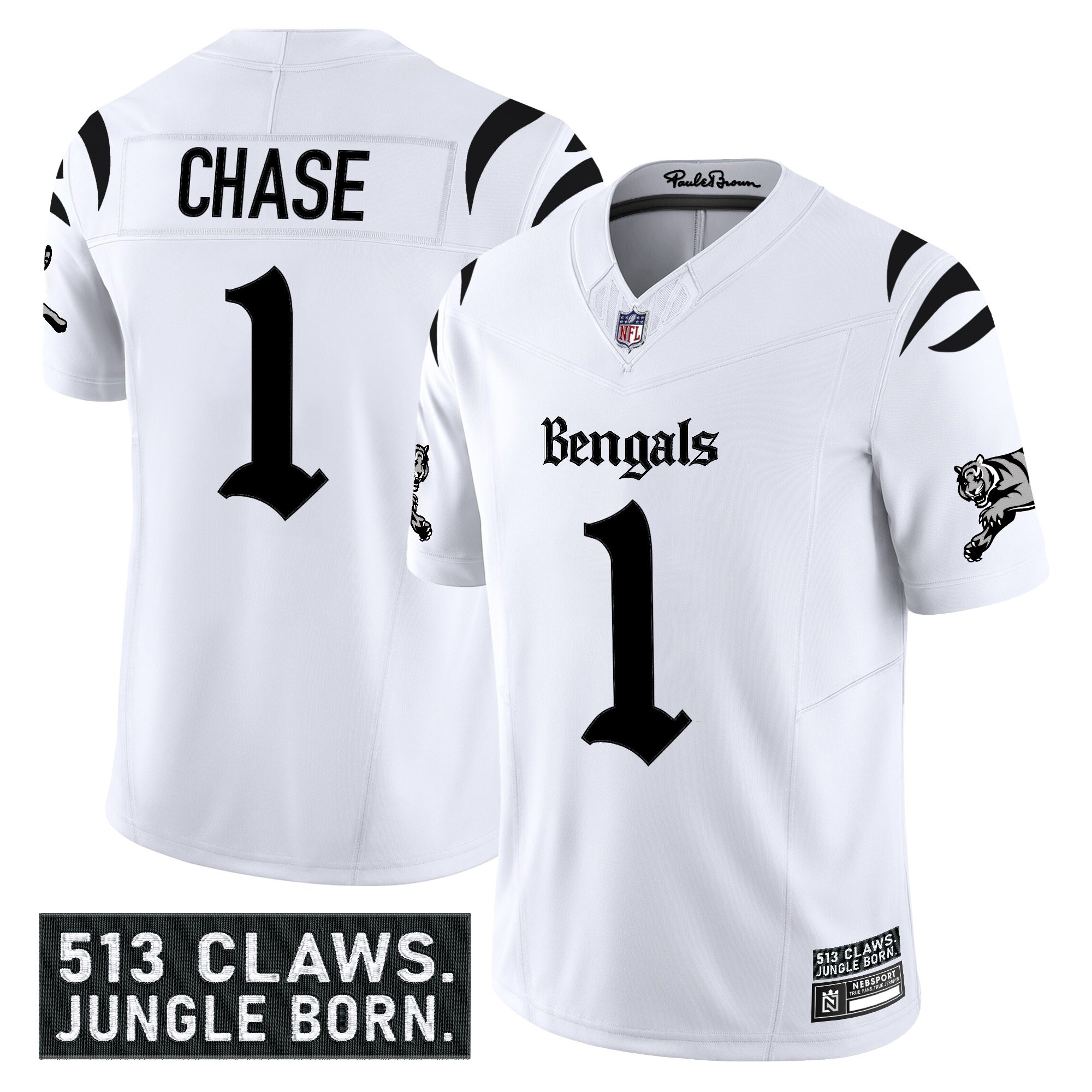 JaMarr Chase Men's Cincinnati Bengals Gothic Jungle Shadows Edition Vapor Limited White Jersey - All Stitched
