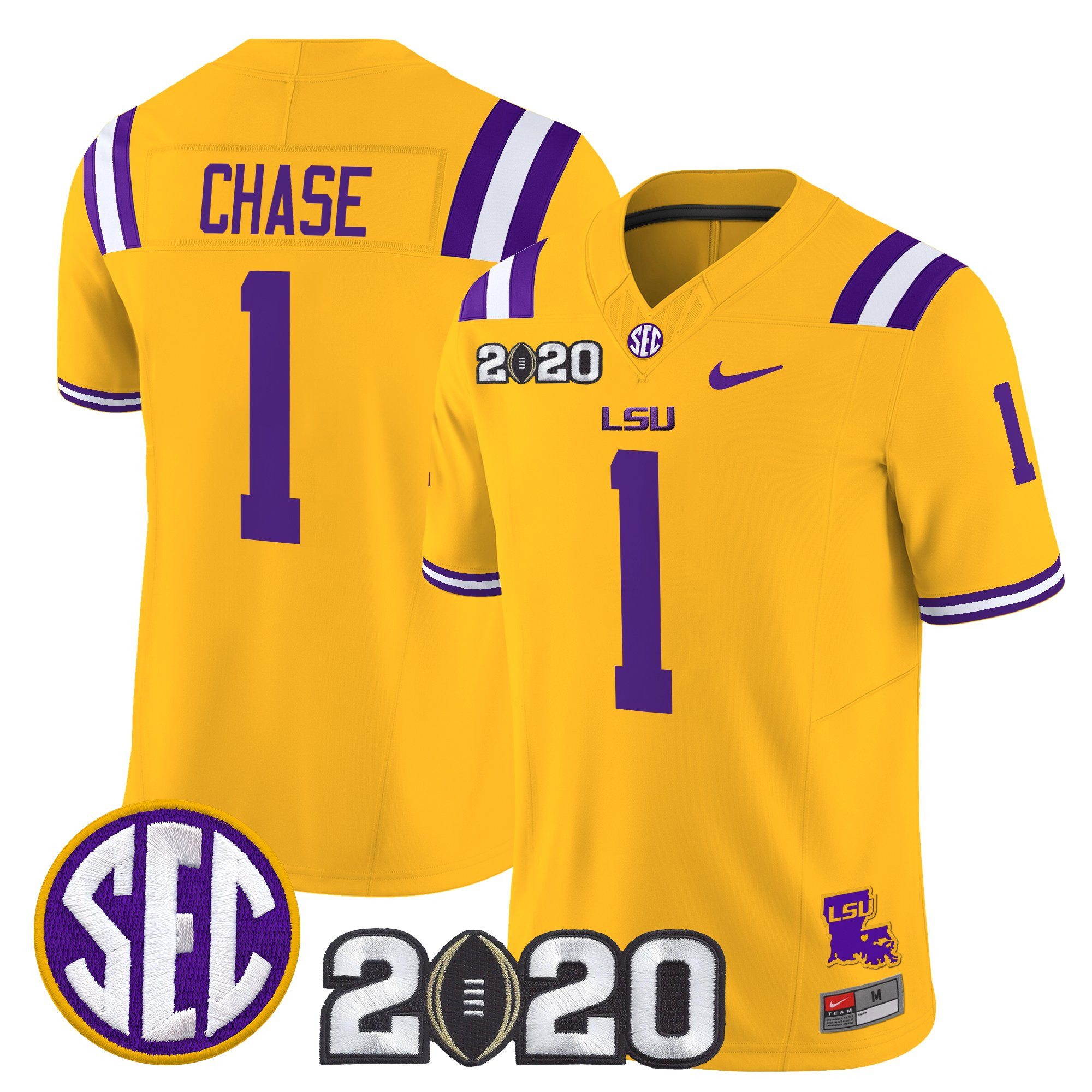 JaMarr Chase Men's LSU Tigers 2020 National Champions Vapor Limited Gold Jersey - All Stitched