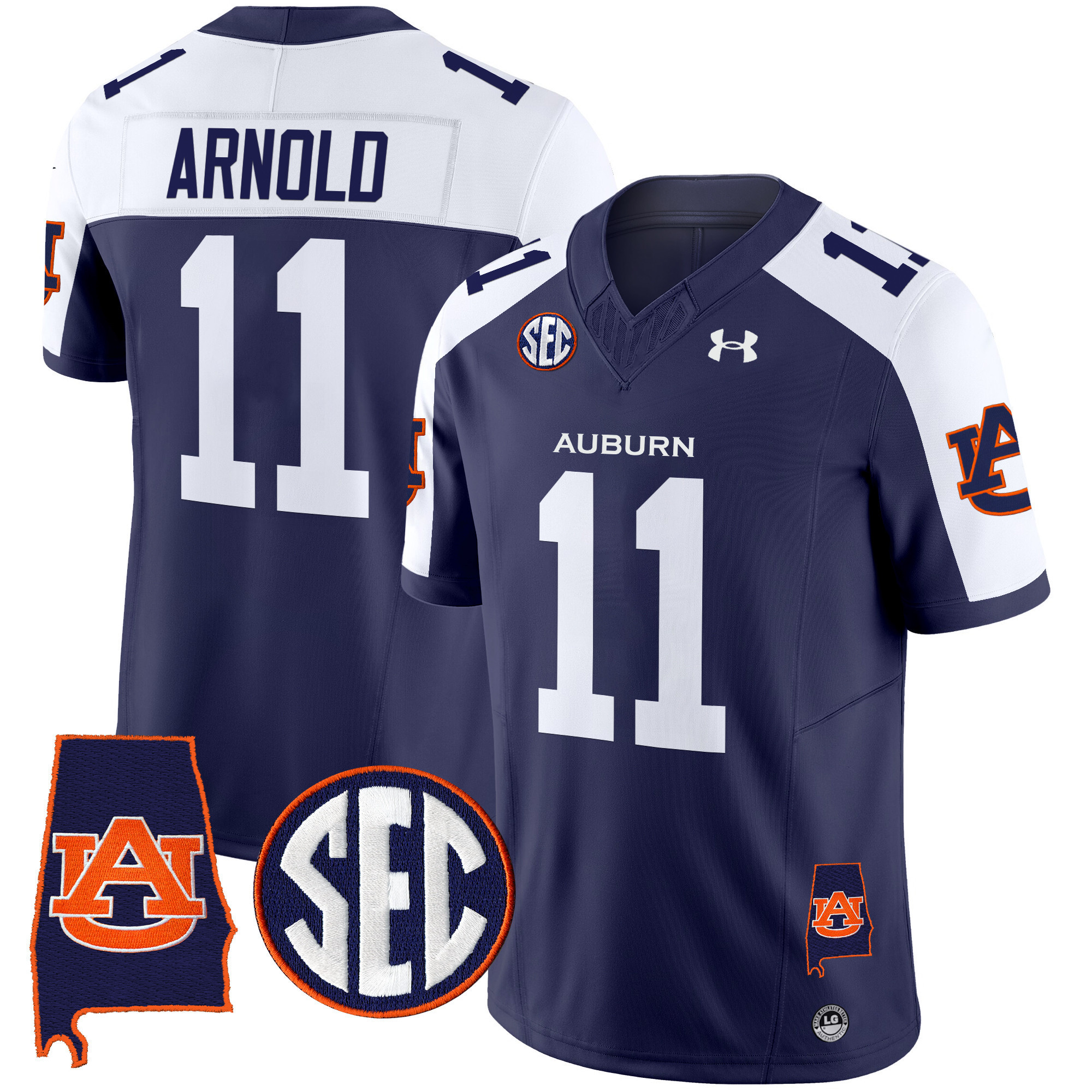 Jackson Arnold Men's Auburn Tigers 2025 Alabama Patch Vapor Limited Navy Alternate Jersey - All Stitched