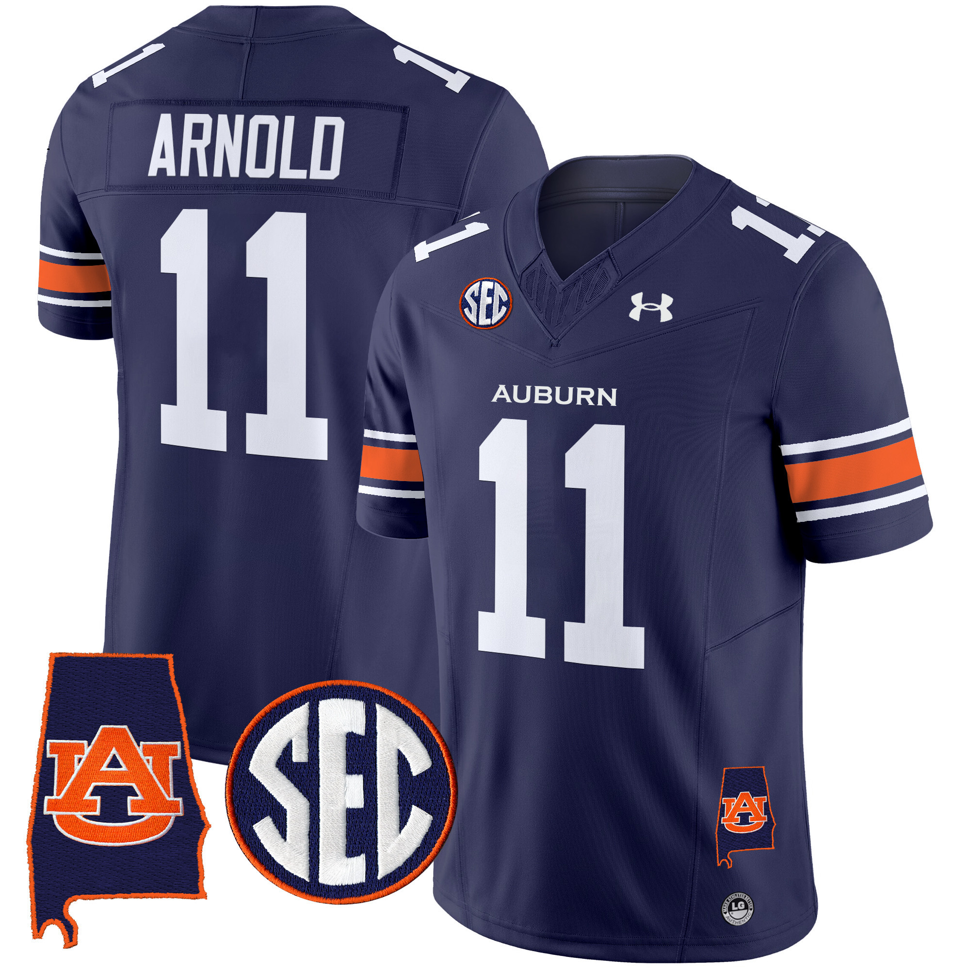Jackson Arnold Men's Auburn Tigers 2025 Alabama Patch Vapor Limited Navy Jersey - All Stitched