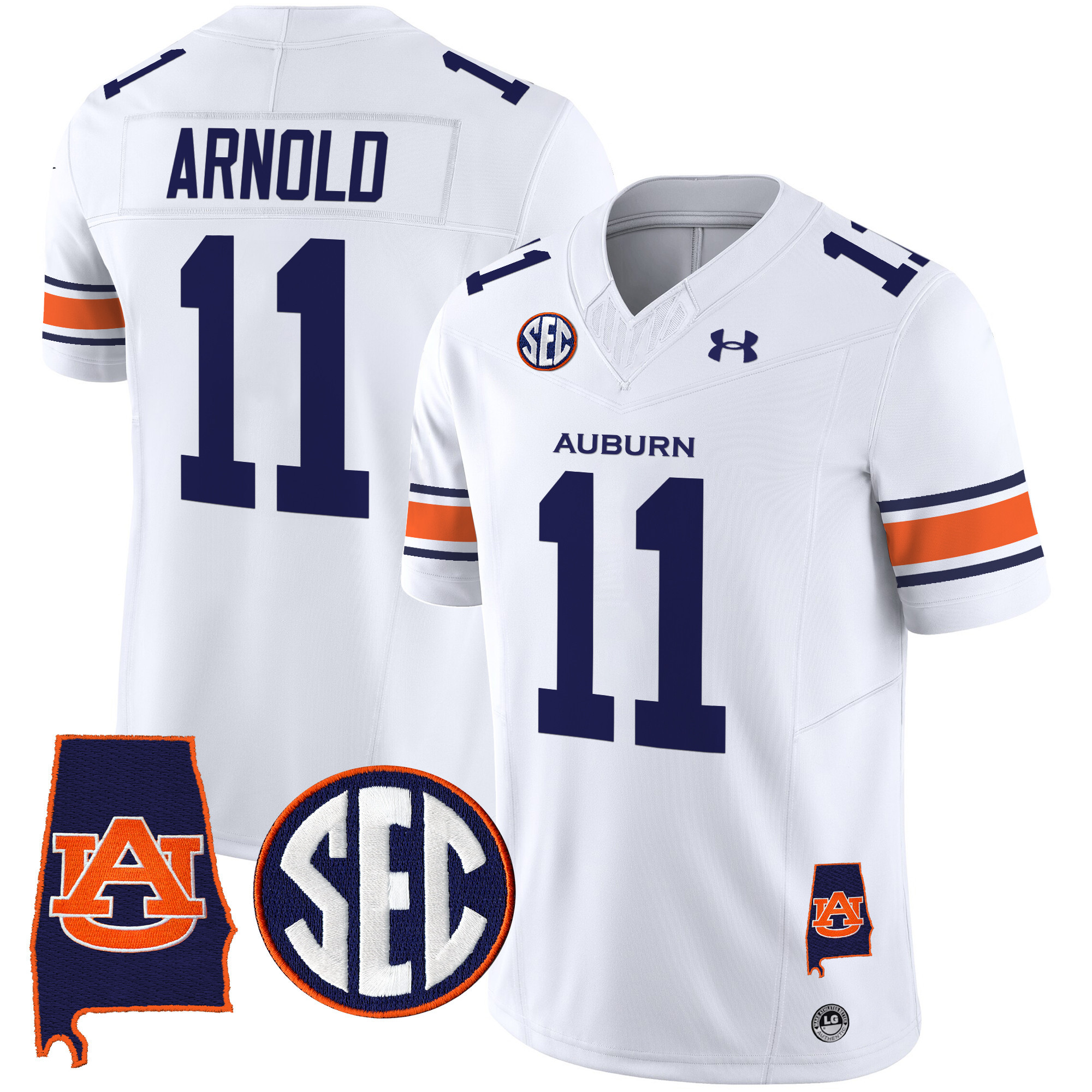 Jackson Arnold Men's Auburn Tigers 2025 Alabama Patch Vapor Limited White Jersey - All Stitched