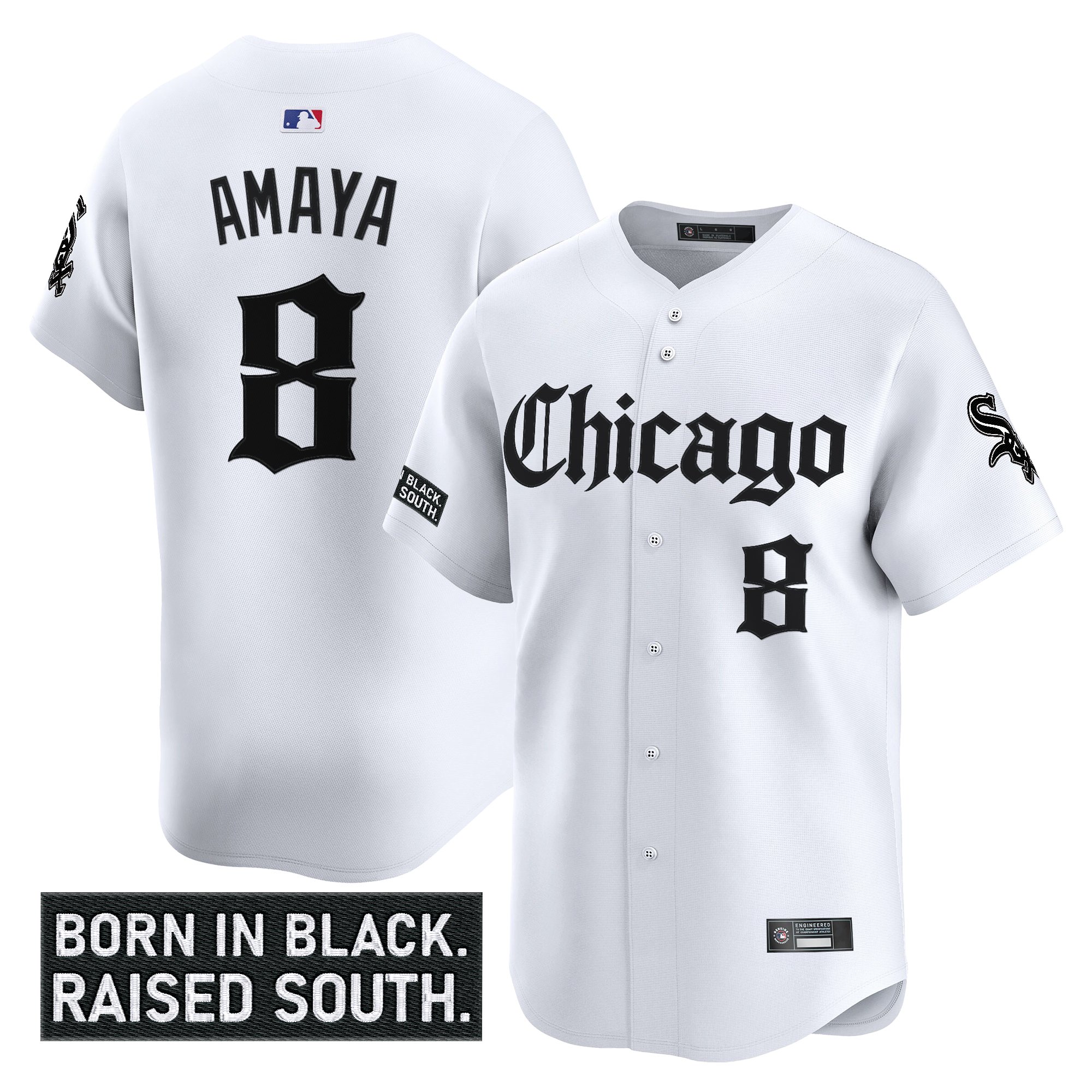 Jacob Amaya Men's Chicago White Sox 'Gothic South Side Edition Vapor Premier Limited White Jersey - All Stitched