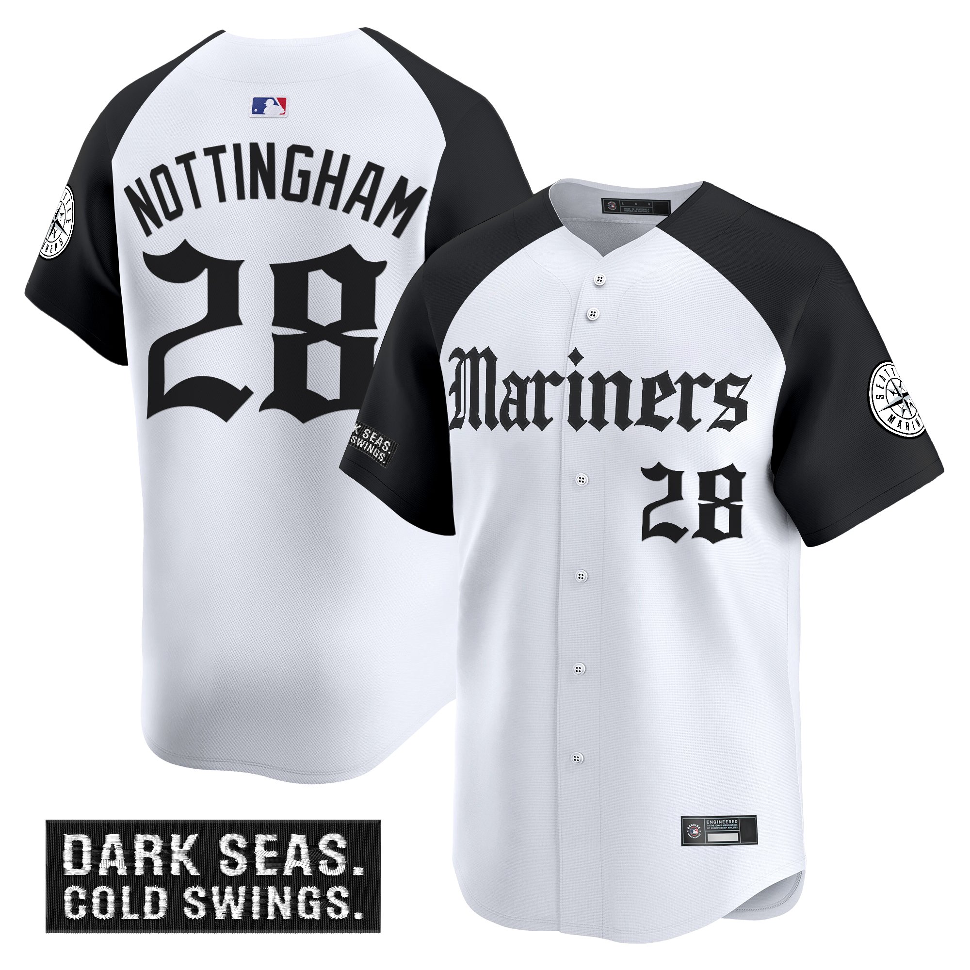 Jacob Nottingham Men's Seattle Mariners 'Deep Sea Gothic Edition Vapor Premier Limited Alternate Jersey V2 - All Stitched