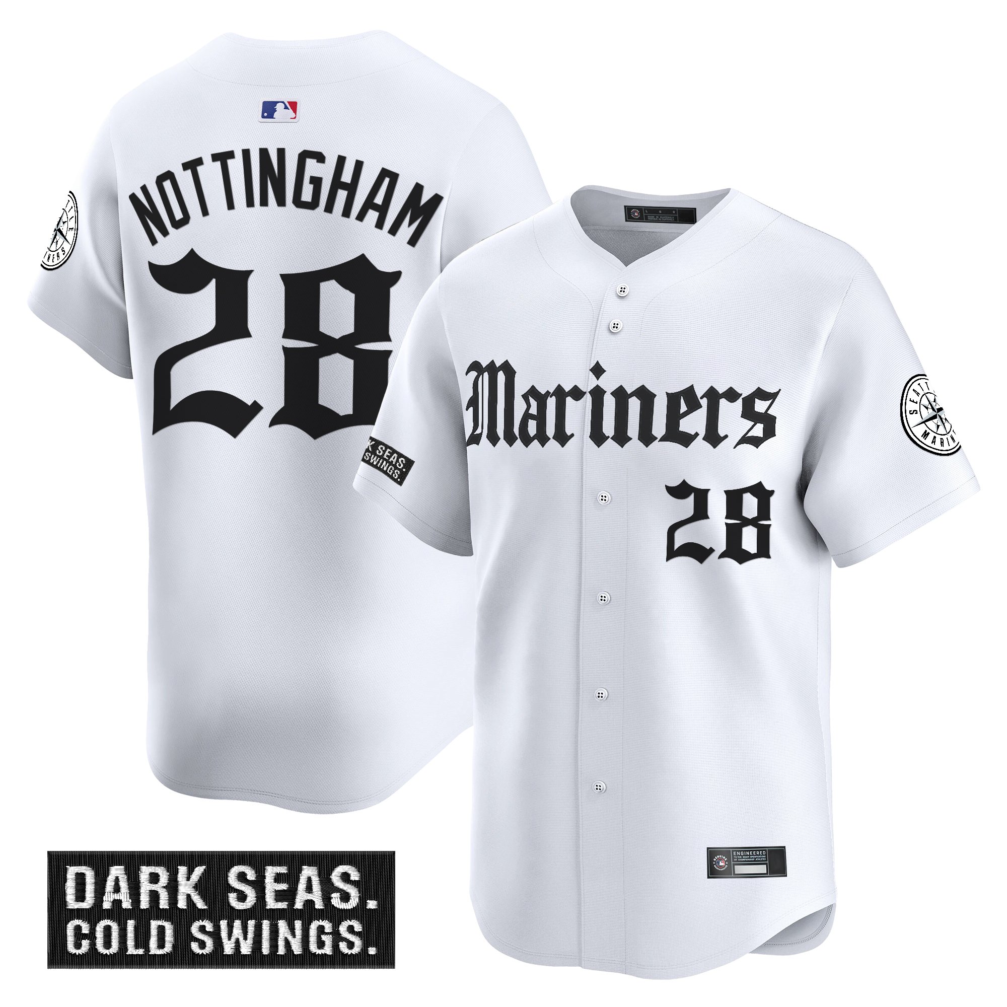 Jacob Nottingham Men's Seattle Mariners 'Deep Sea Gothic Edition Vapor Premier Limited White Jersey V2 - All Stitched