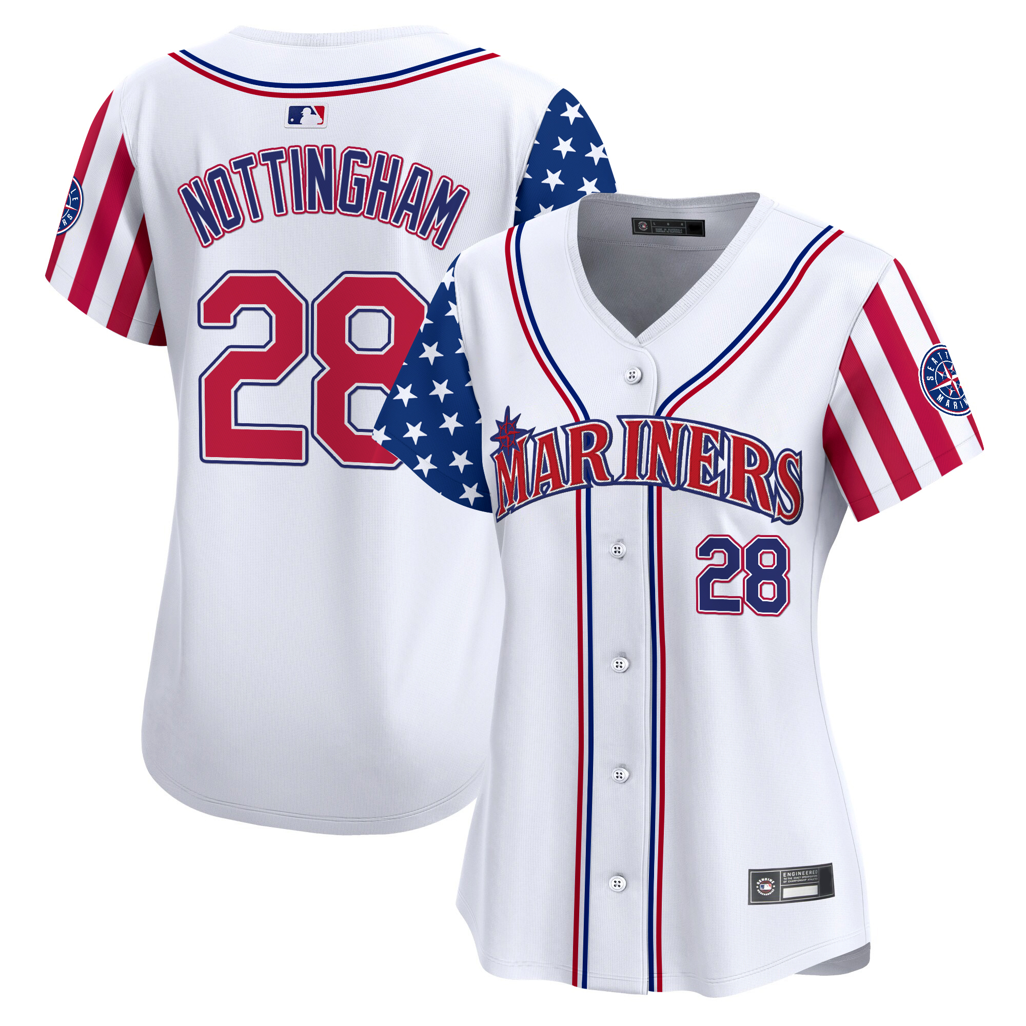Jacob Nottingham Women's Seattle Mariners 2025 Independence Day Vapor Premier Limited White Jersey - All Stitched