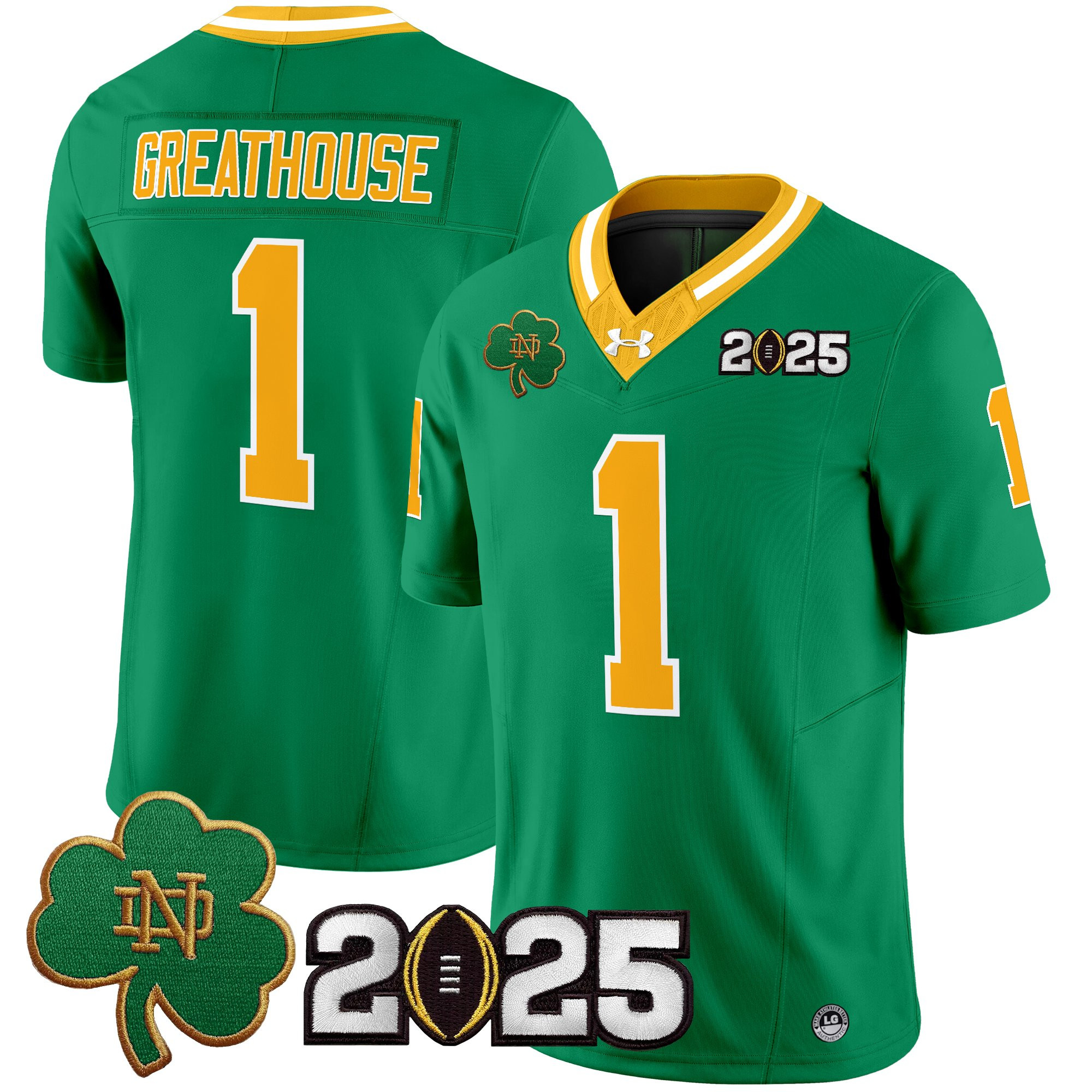 Jaden Greathouse Men's Notre Dame Fighting Irish 2025 CFP Final Patch Vapor Limited Throwback Jersey - All Stitched