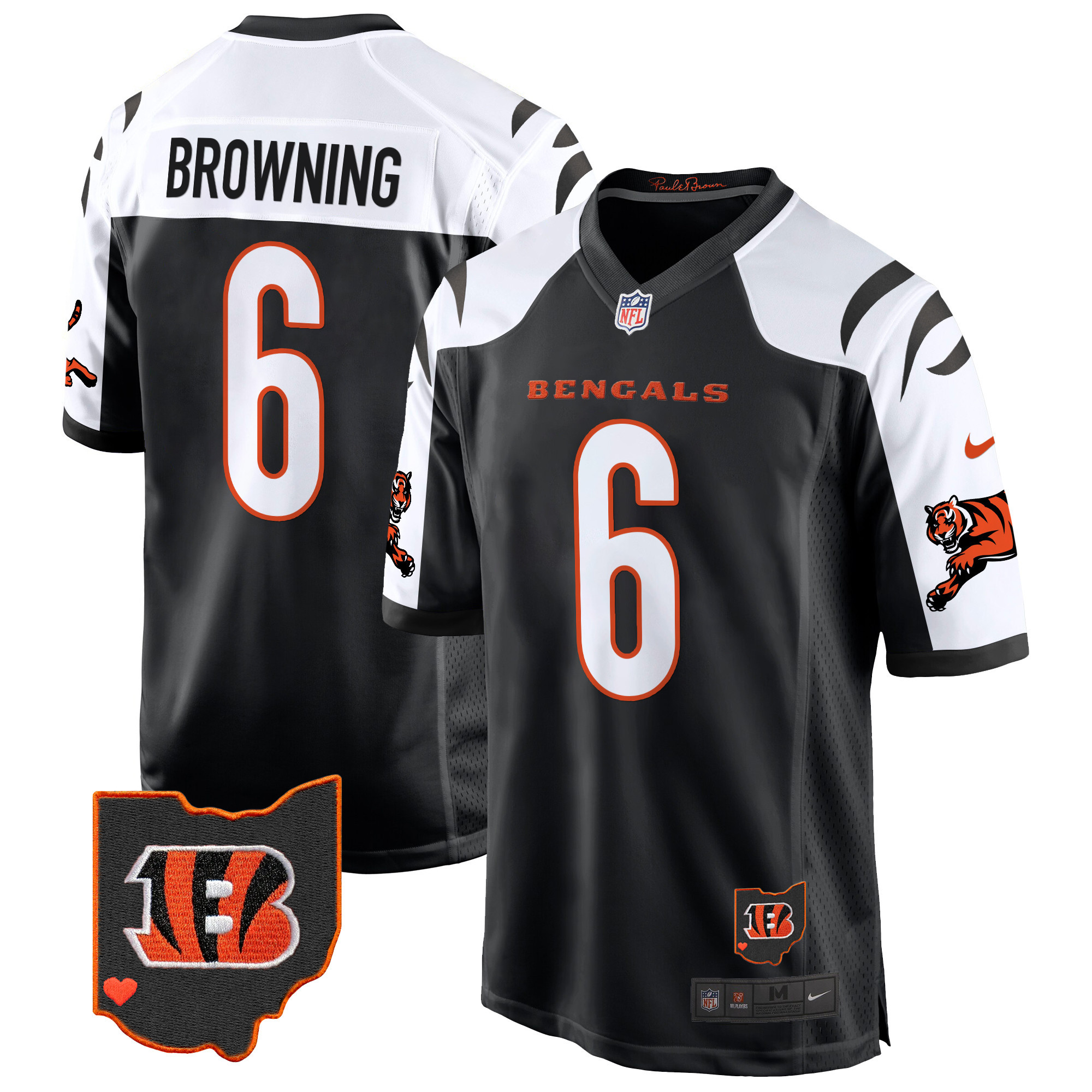 Jake Browning Men's Cincinnati Bengals 2024 Game Black Alternate Jersey - All Stitched