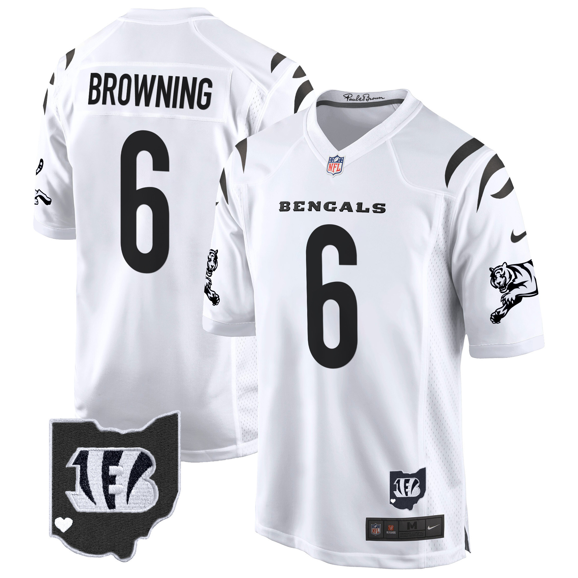 Jake Browning Men's Cincinnati Bengals 2024 Game White Limited Jersey - All Stitched