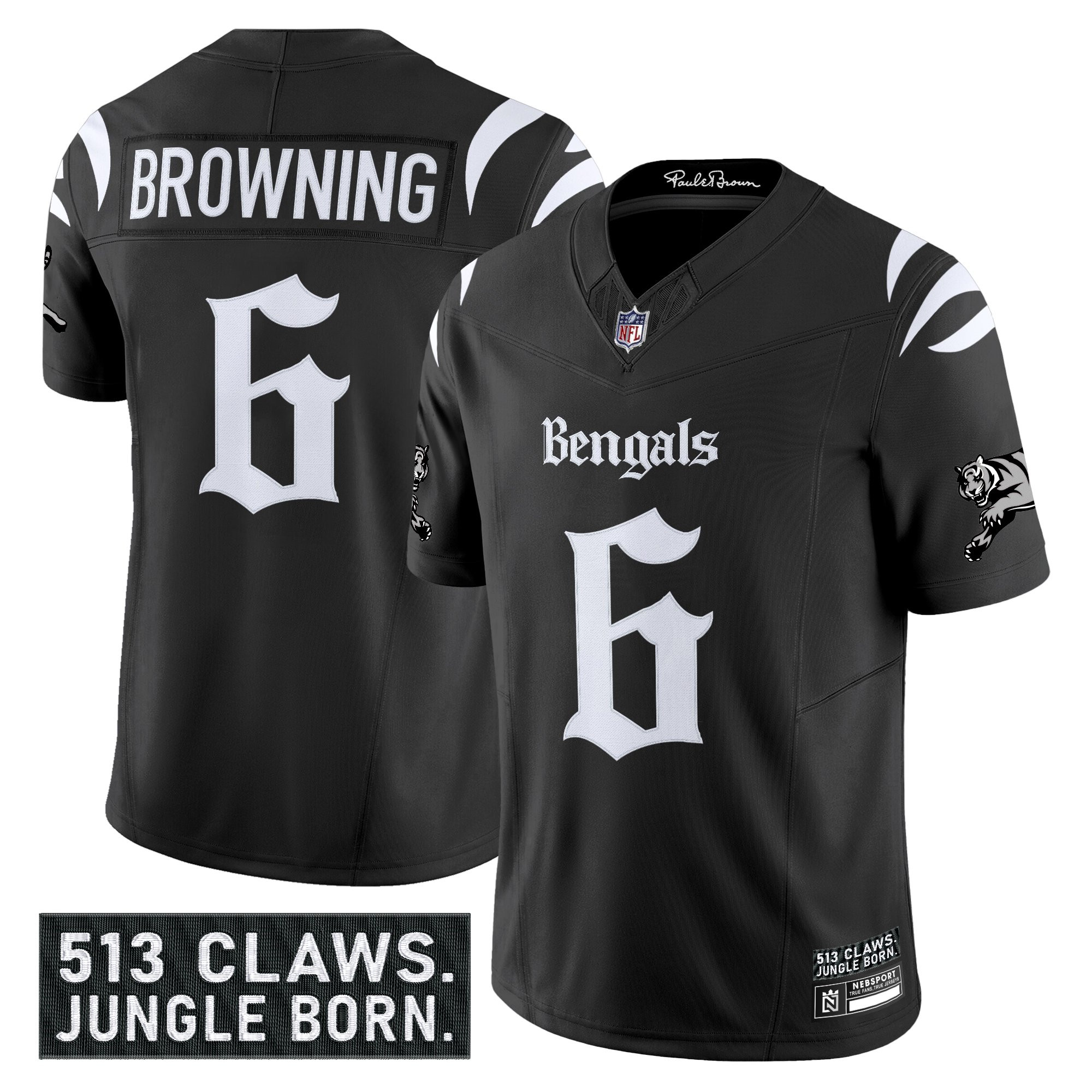 Jake Browning Men's Cincinnati Bengals Gothic Jungle Shadows Edition Vapor Limited Black Jersey - All Stitched