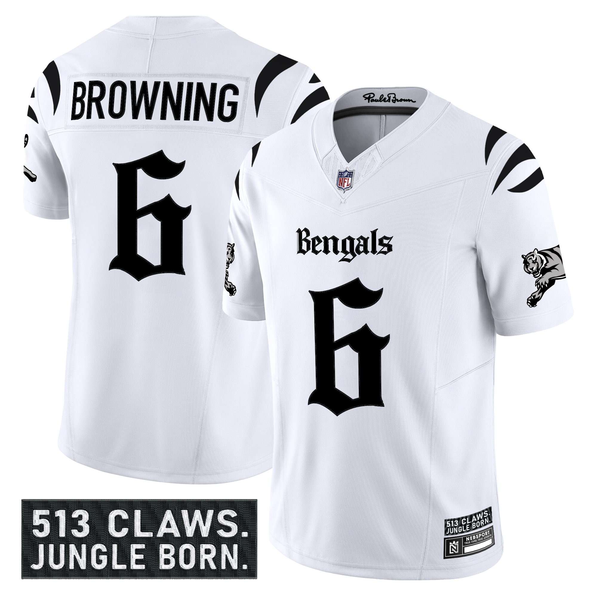 Jake Browning Men's Cincinnati Bengals Gothic Jungle Shadows Edition Vapor Limited White Jersey - All Stitched