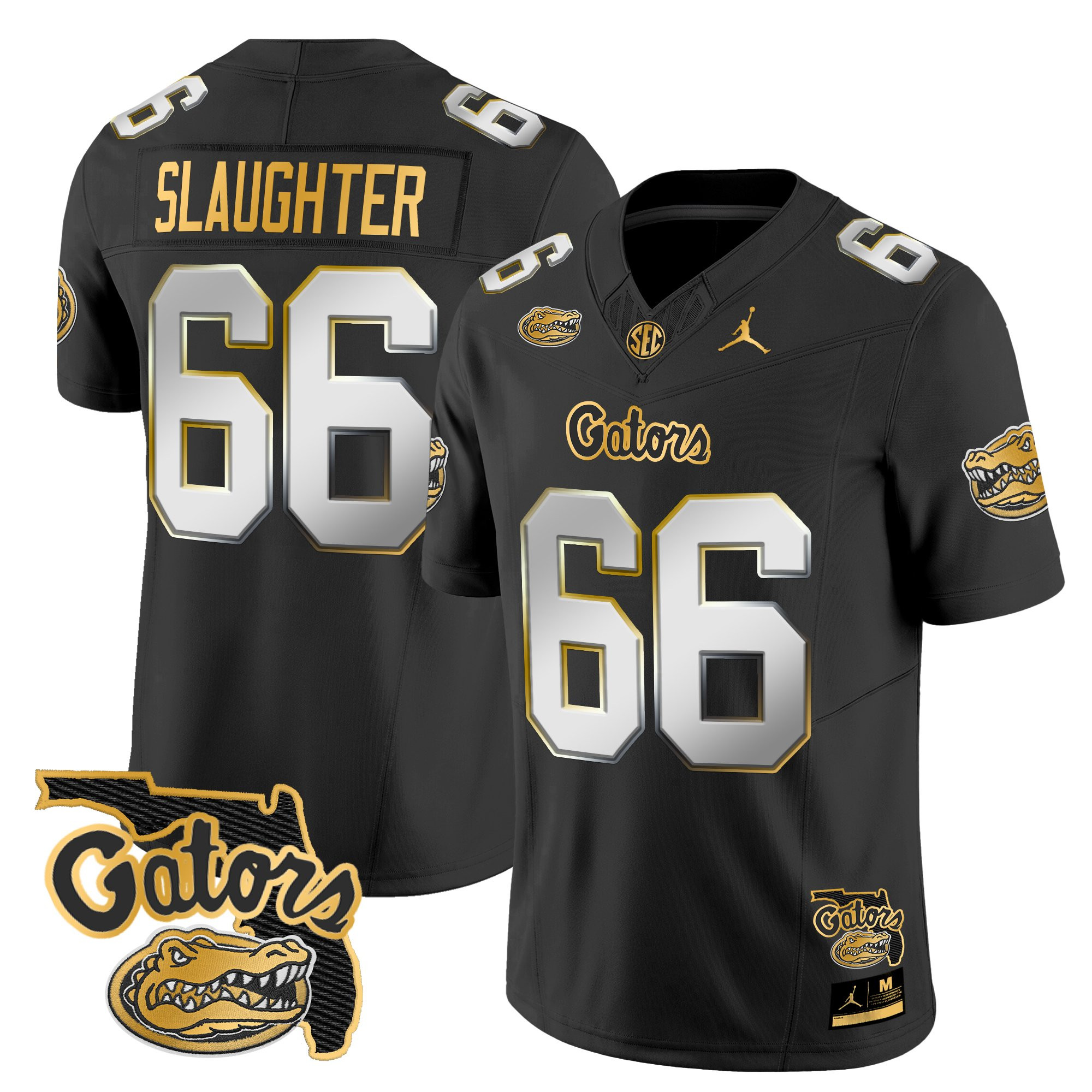 Jake?Slaughter Men's Florida Gators 2025 Florida Patch Gold Vapor Limited Black Limited Jersey - All Stitched