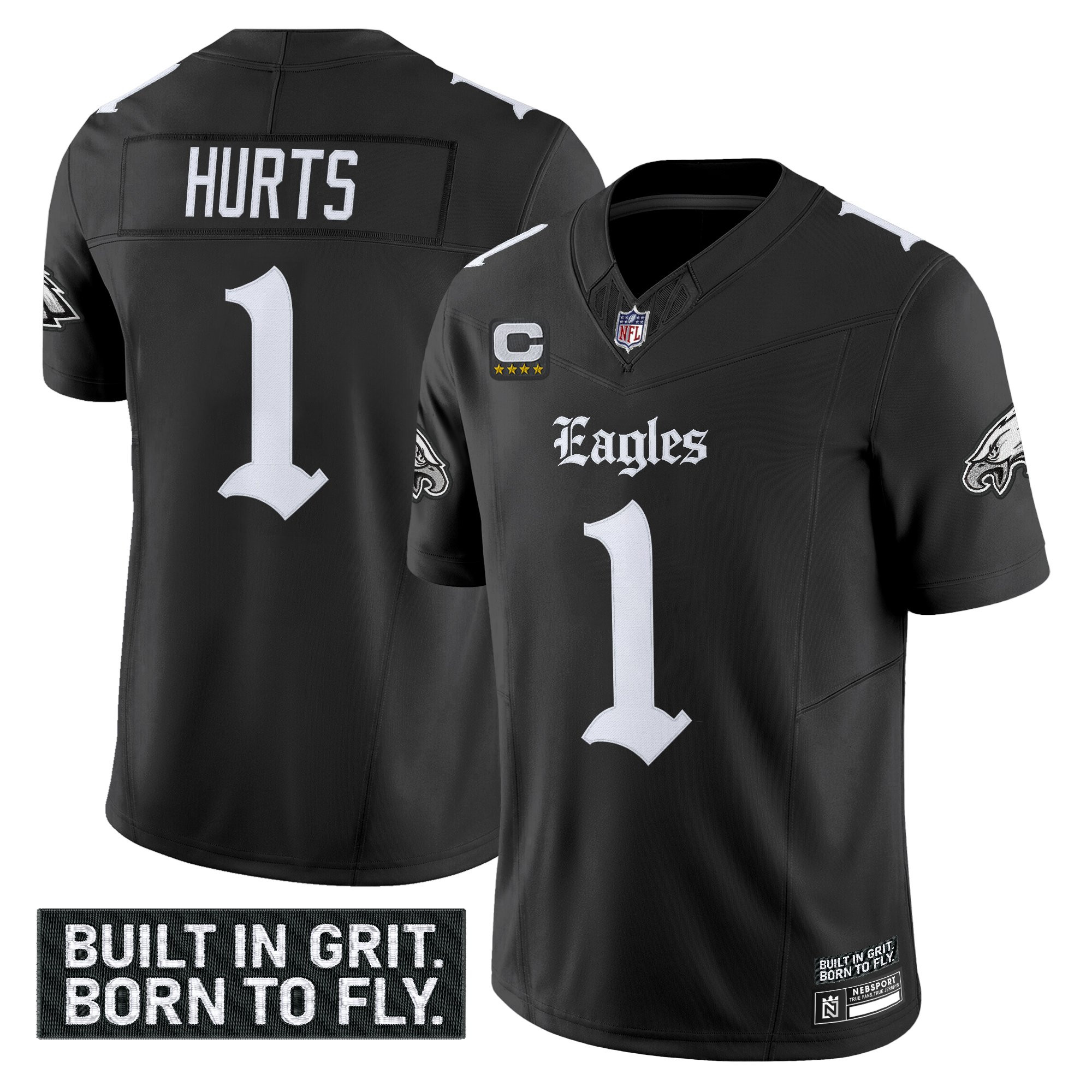 Jalen Hurts Men's Philadelphia Eagles Gothic Philly Edition Vapor Limited Black Jersey V2 - All Stitched