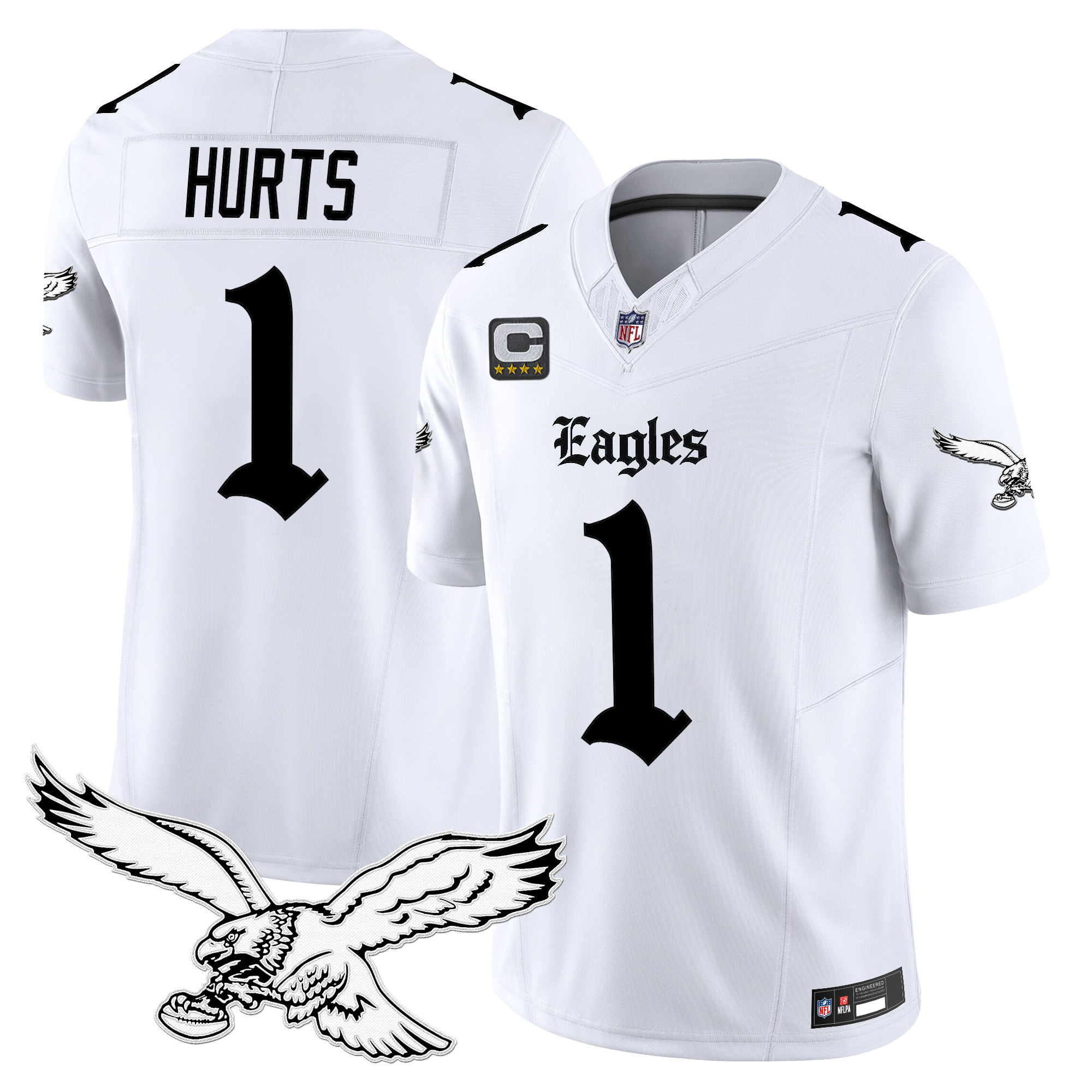 Jalen Hurts Men's Philadelphia Eagles Gothic Philly Edition Vapor Limited White Jersey - All Stitched
