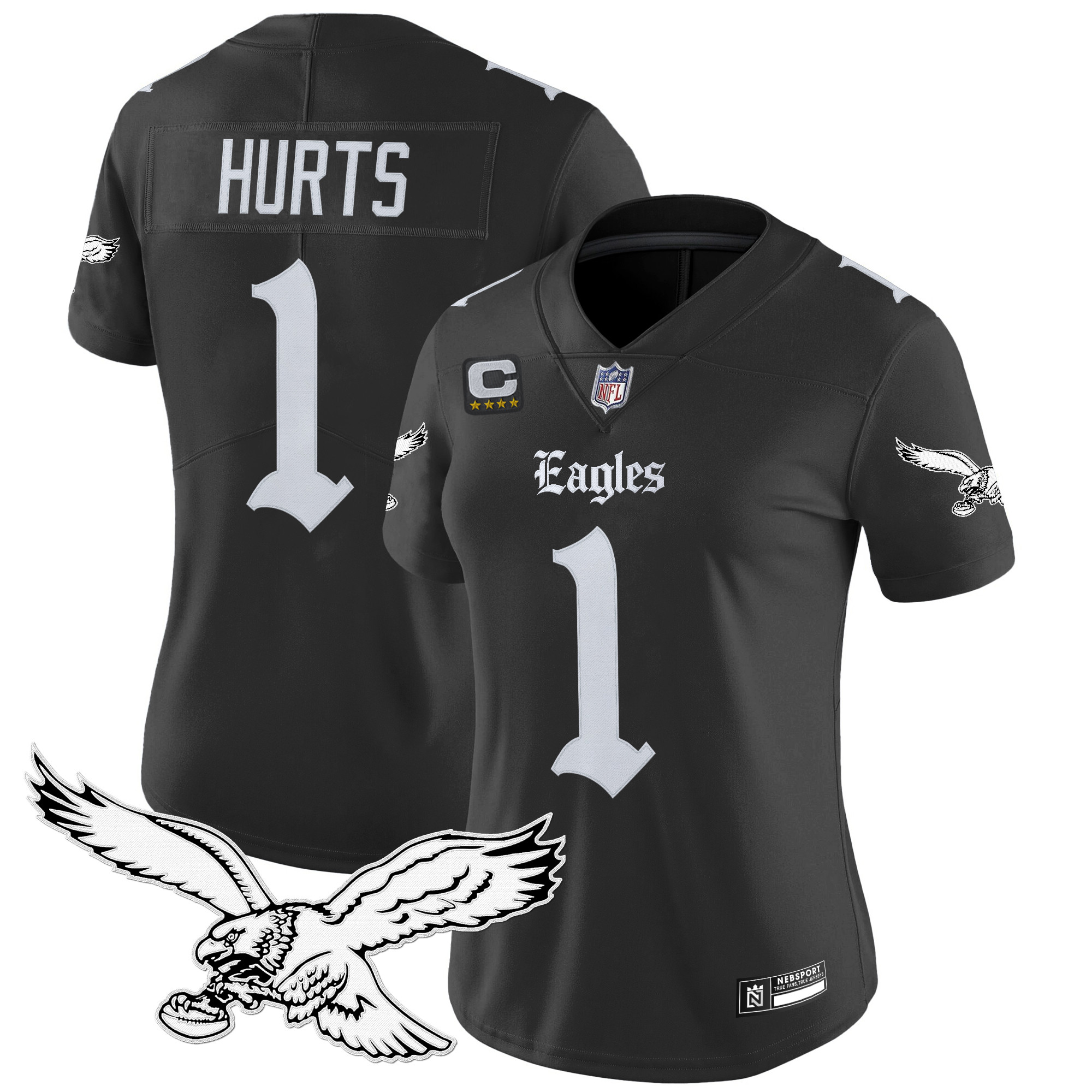 Jalen Hurts Women's Philadelphia Eagles Gothic Philly Edition Vapor Limited Black Jersey - All Stitched