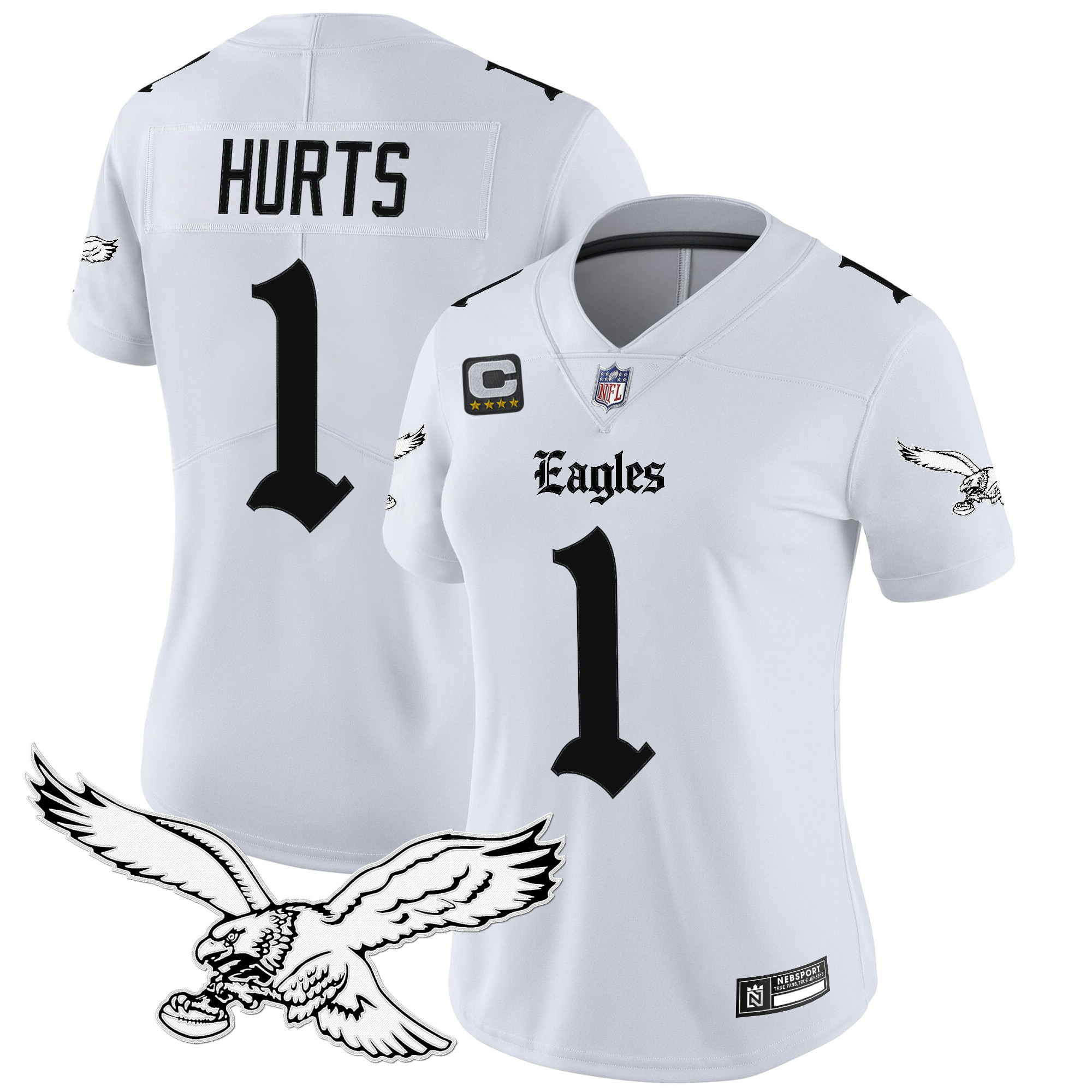 Jalen Hurts Women's Philadelphia Eagles Gothic Philly Edition Vapor Limited White Jersey - All Stitched