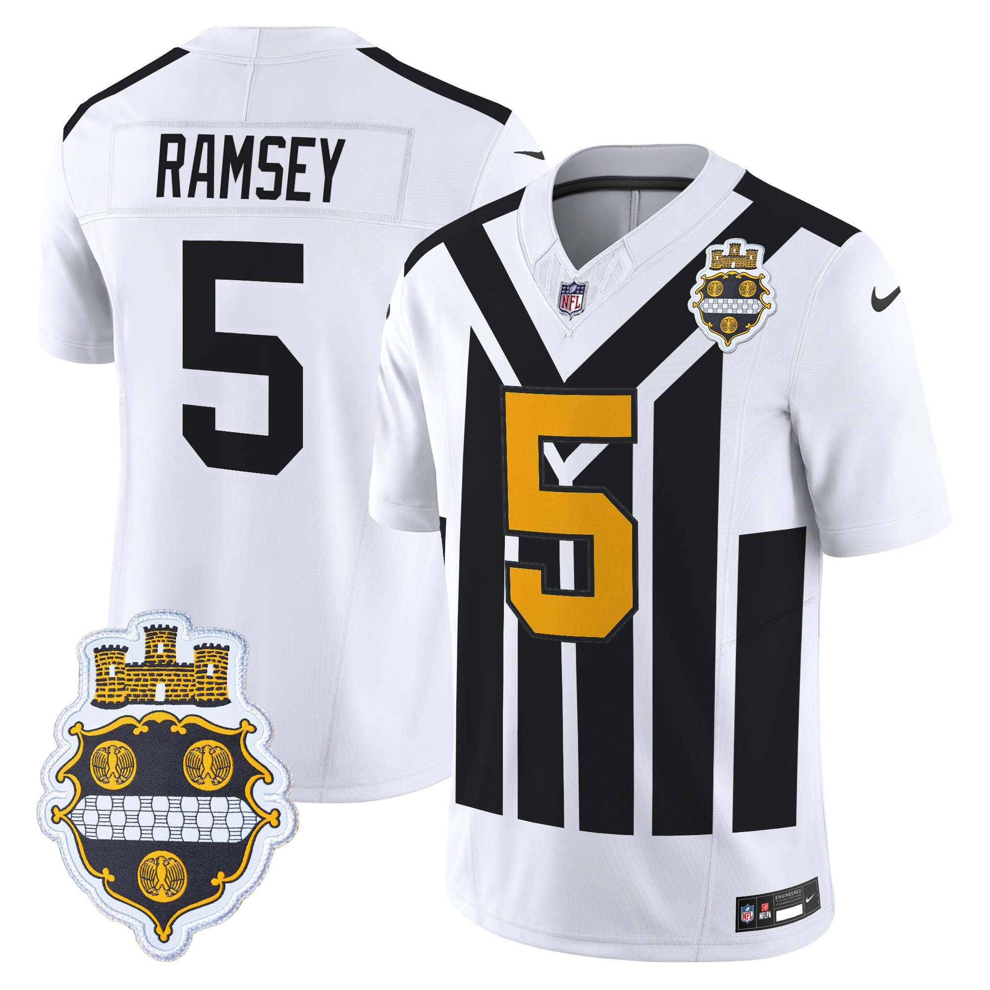 Jalen Ramsey Men's Pittsburgh Steelers 1933 Patch Throwback Vapor Limited White Jersey - All Stitched