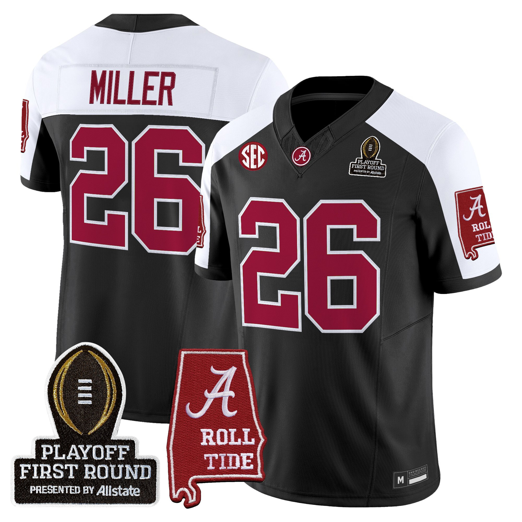 Jam Miller Men's Alabama Crimson Tide 2025 Playoff First Round Vapor Limited Black Alternate Jersey - All Stitched