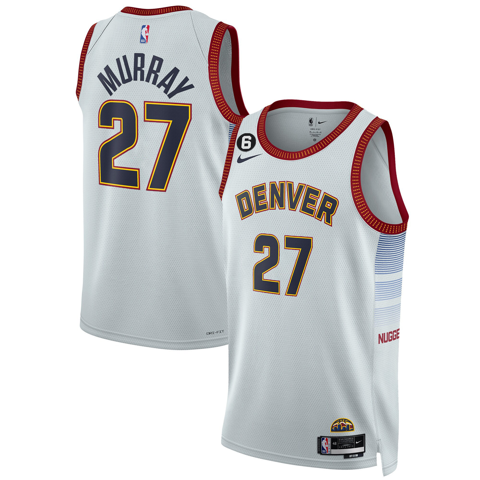 Jamal Murray Men's Denver Nuggets #6 Patch Collection City Jersey - All Stitched