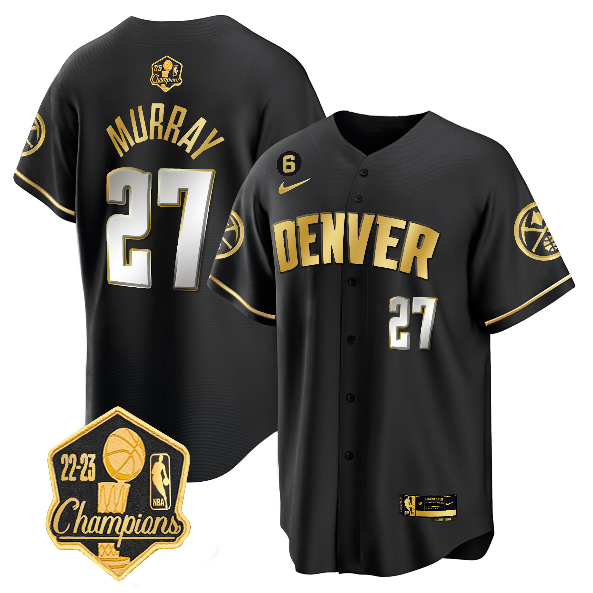 Jamal Murray Men's Denver Nuggets 2023 Champions Limited Patch Cool Base Black Limited Jersey - All Stitched