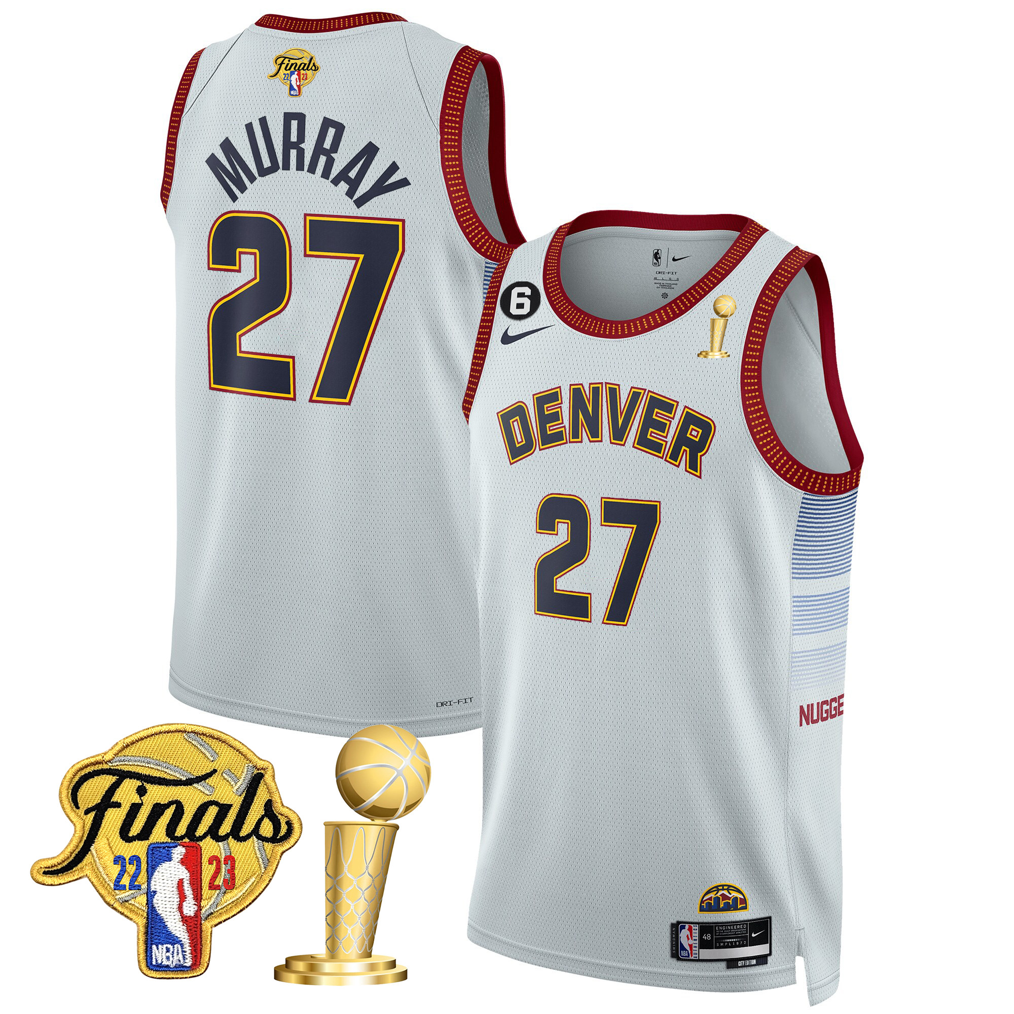 Jamal Murray Men's Denver Nuggets 2023 Finals & Champions Patch City Jersey V2- All Stitched
