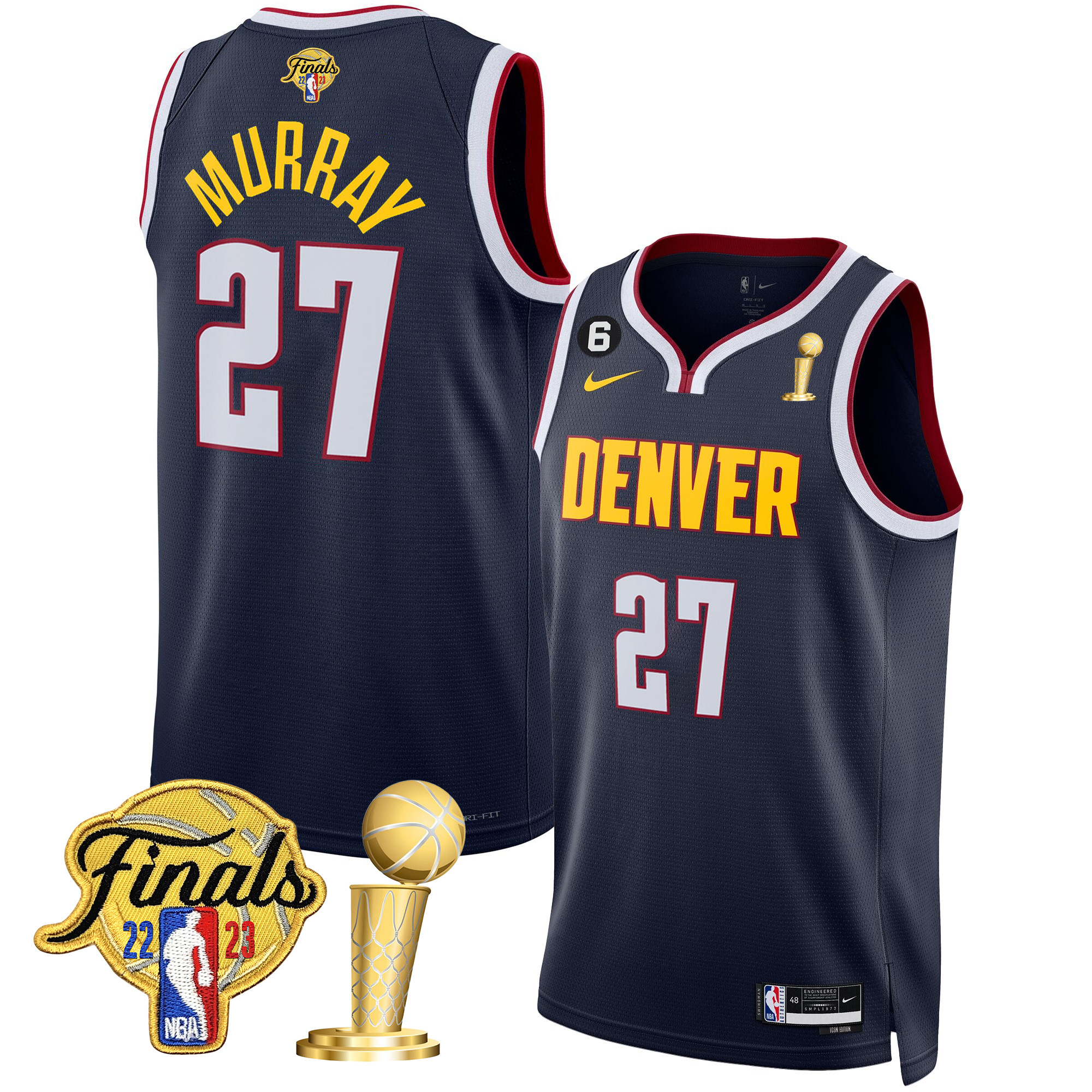 Jamal Murray Men's Denver Nuggets 2023 Finals & Champions Patch Icon Jersey V2- All Stitched