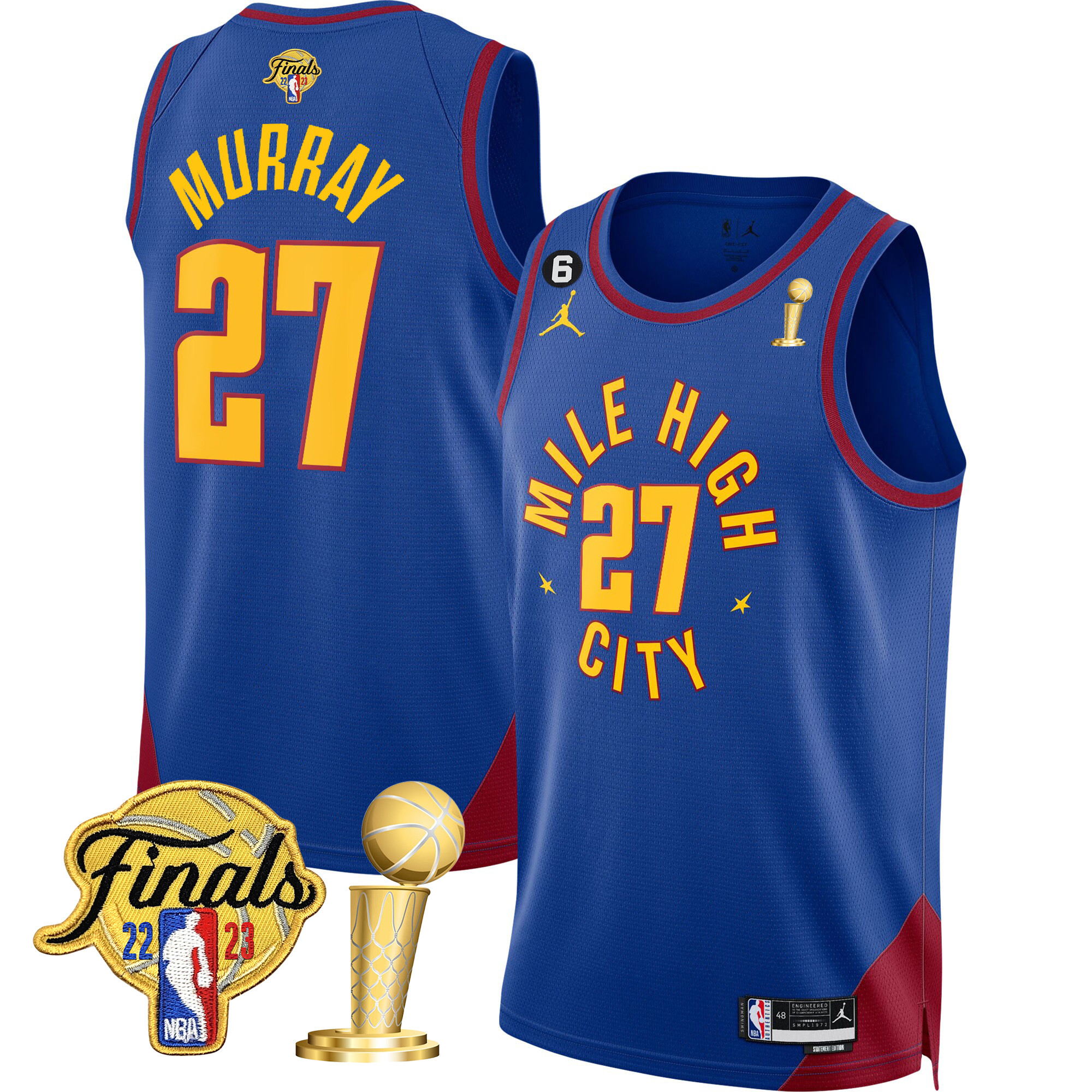 Jamal Murray Men's Denver Nuggets 2023 Finals & Champions Patch Statement Jersey V2- All Stitched