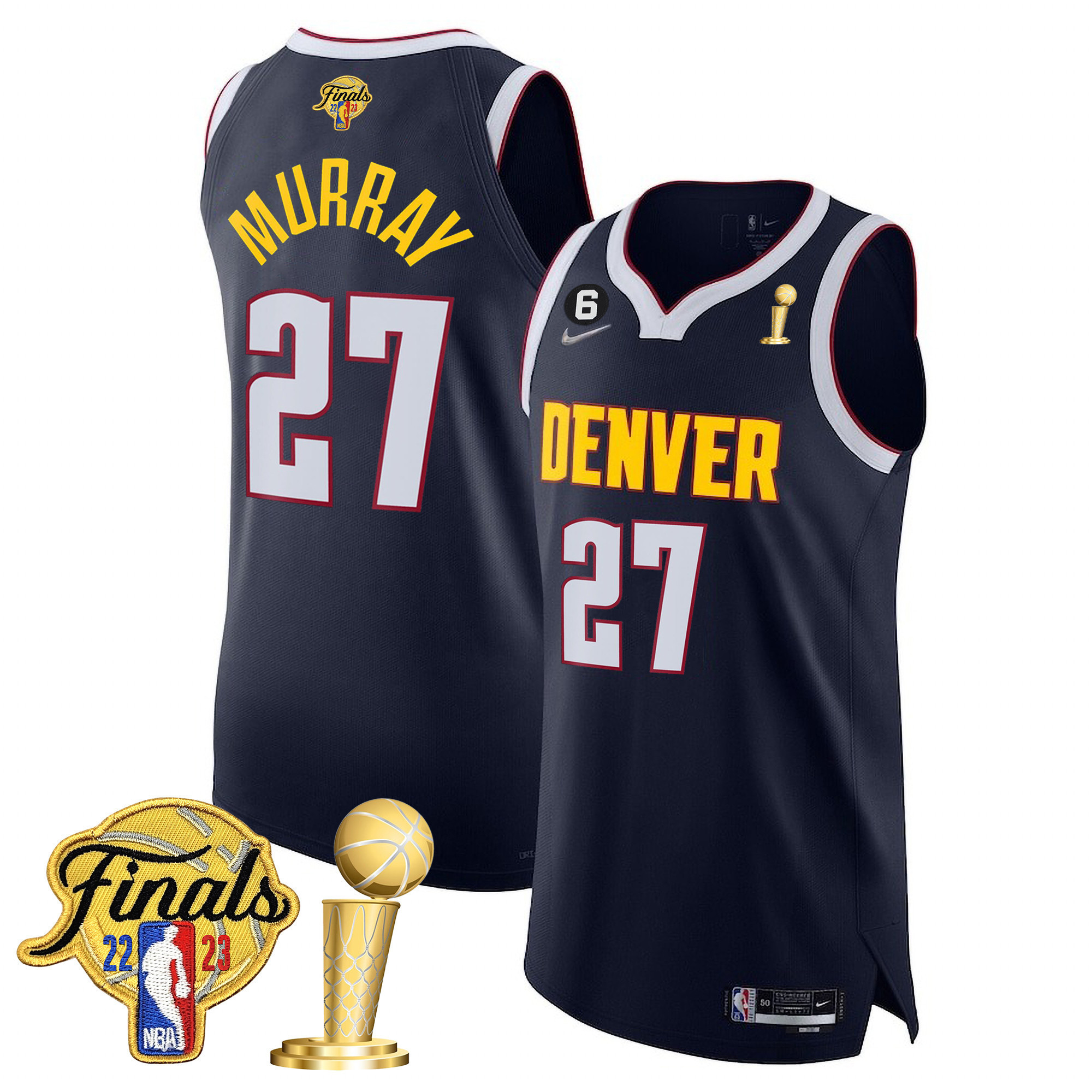Jamal Murray Men's Denver Nuggets 2023 Finals Patch & Champions Collection Diamond Jersey V2 - All Stitched