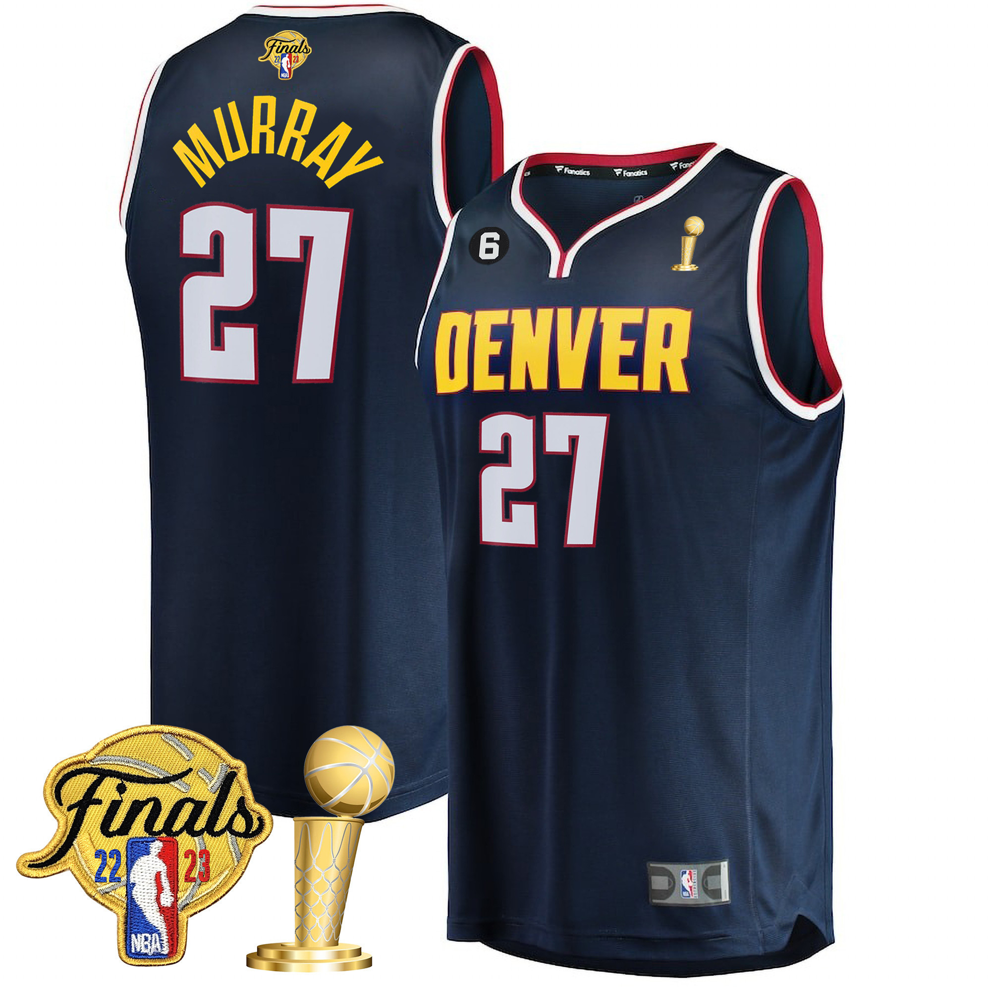 Jamal Murray Men's Denver Nuggets 2023 Finals Patch & Champions Collection Icon Navy Jersey V2 - All Stitched
