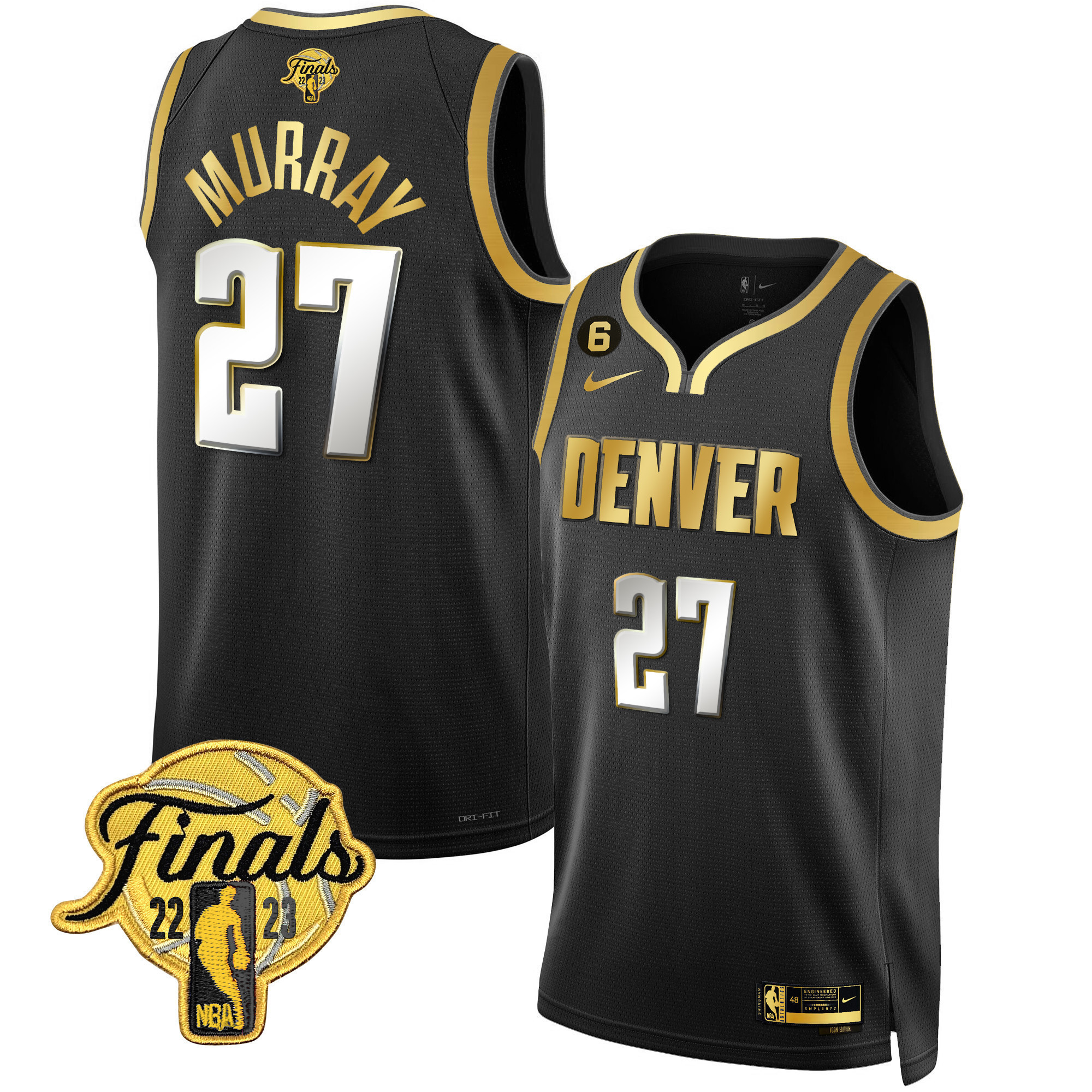 Jamal Murray Men's Denver Nuggets 2023 Finals Patch Collection Black Limited Jersey - All Stitched