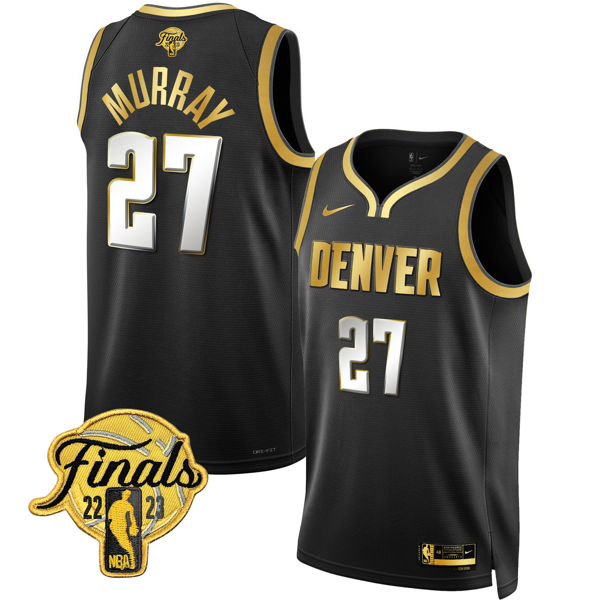 Jamal Murray Men's Denver Nuggets 2023 Finals Patch Collection Black Limited Jersey V2 - All Stitched