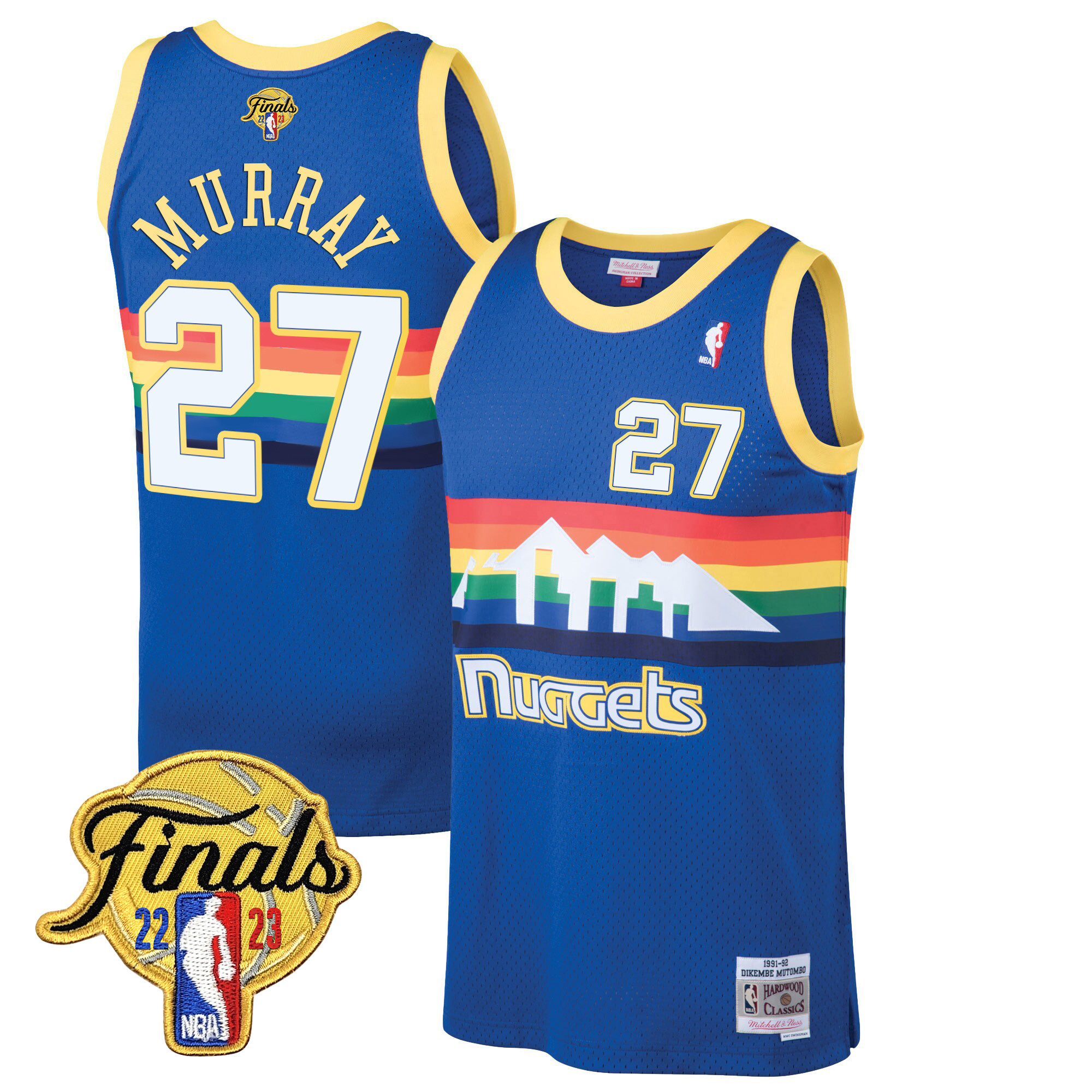 Jamal Murray Men's Denver Nuggets 2023 Finals Patch Collection Blue Classic Jersey V2 - All Stitched