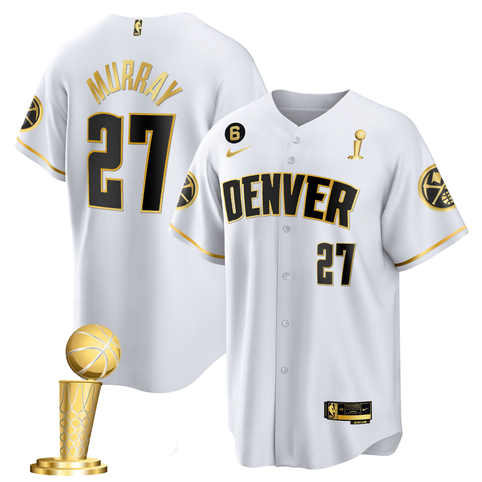 Jamal Murray Youth's Denver Nuggets 2023 Champions Cool Base White Gold Jersey - All Stitched