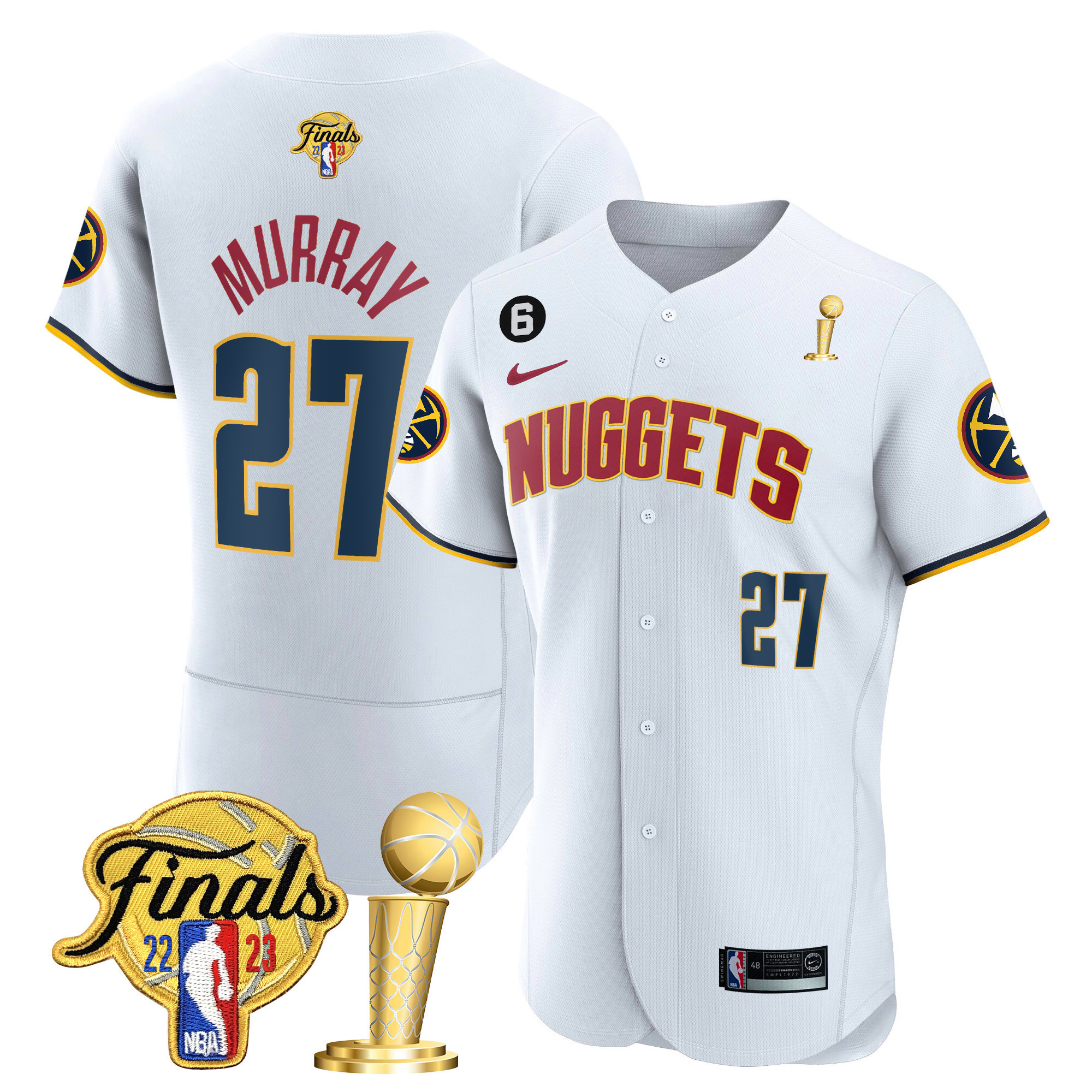 Jamal Murray Youth's Denver Nuggets 2023 Finals & Champions Flex Base Association Jersey - All Stitched