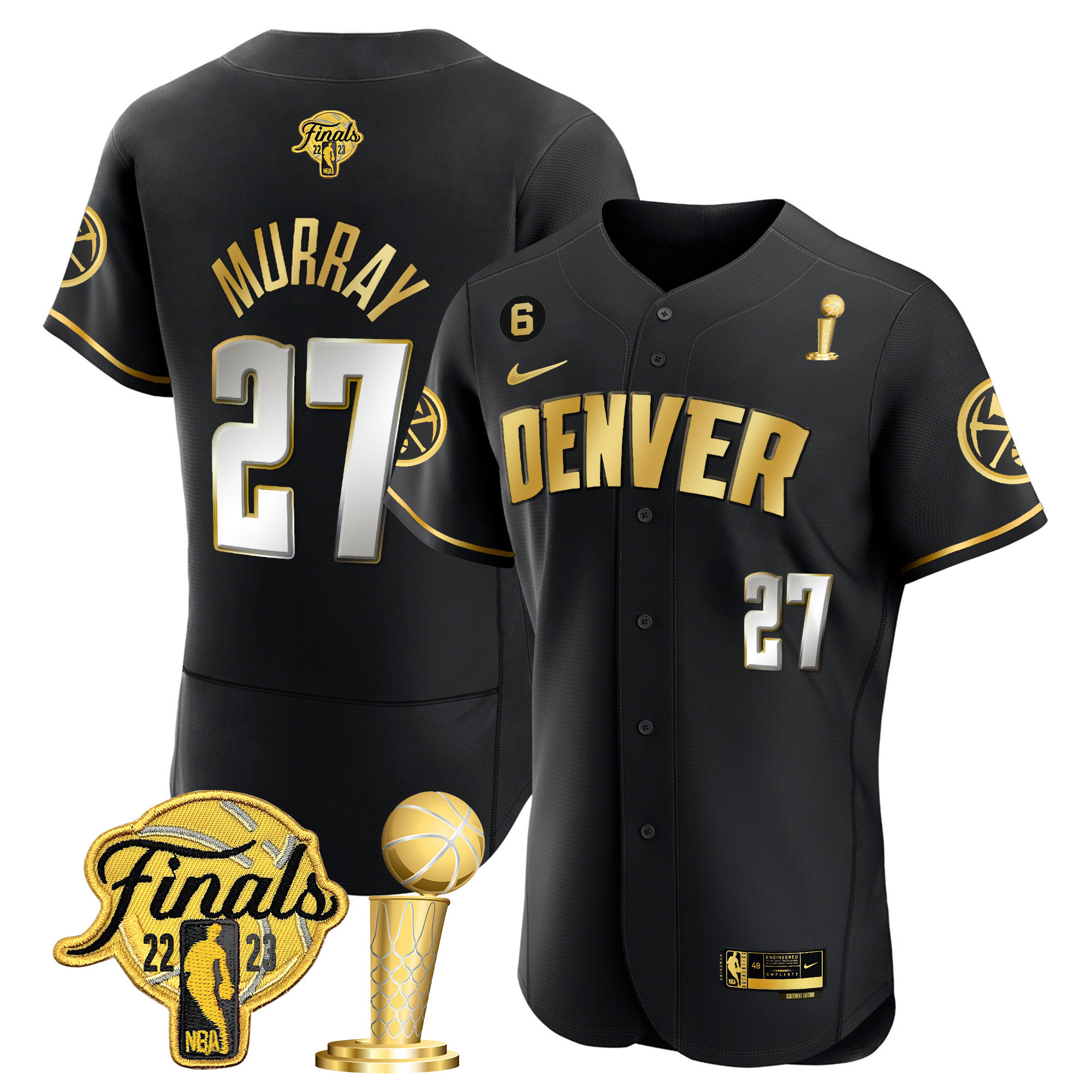 Jamal Murray Youth's Denver Nuggets 2023 Finals & Champions Flex Base Black Limited Jersey - All Stitched