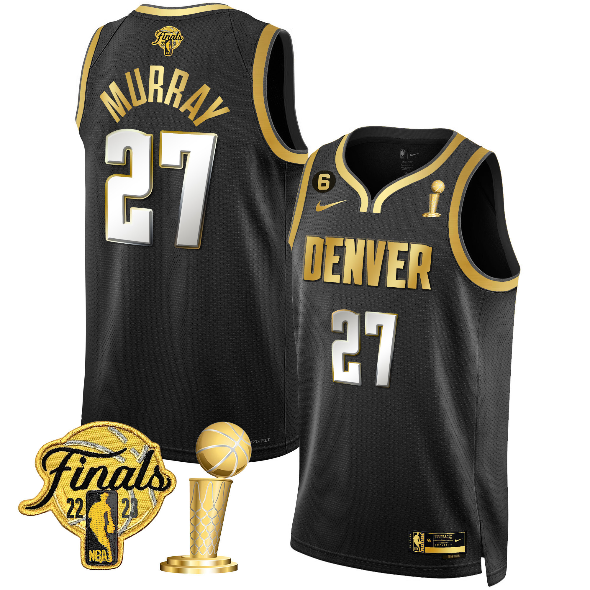 Jamal Murray Youth's Denver Nuggets 2023 Finals & Champions Patch Black Limited Jersey - All Stitched