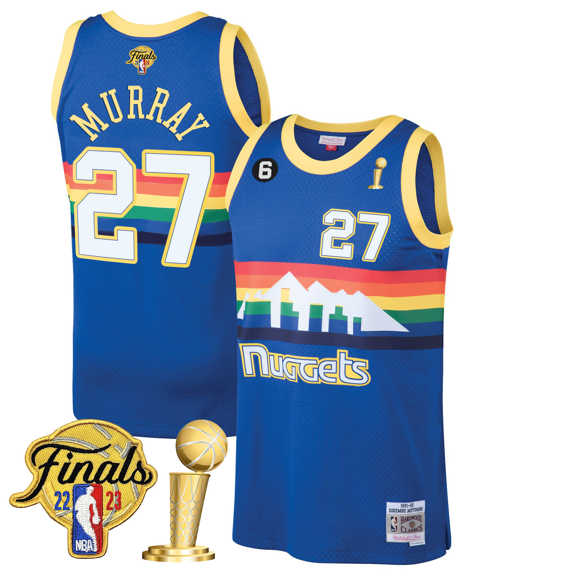 Jamal Murray Youth's Denver Nuggets 2023 Finals & Champions Patch Blue Classic Jersey - All Stitched
