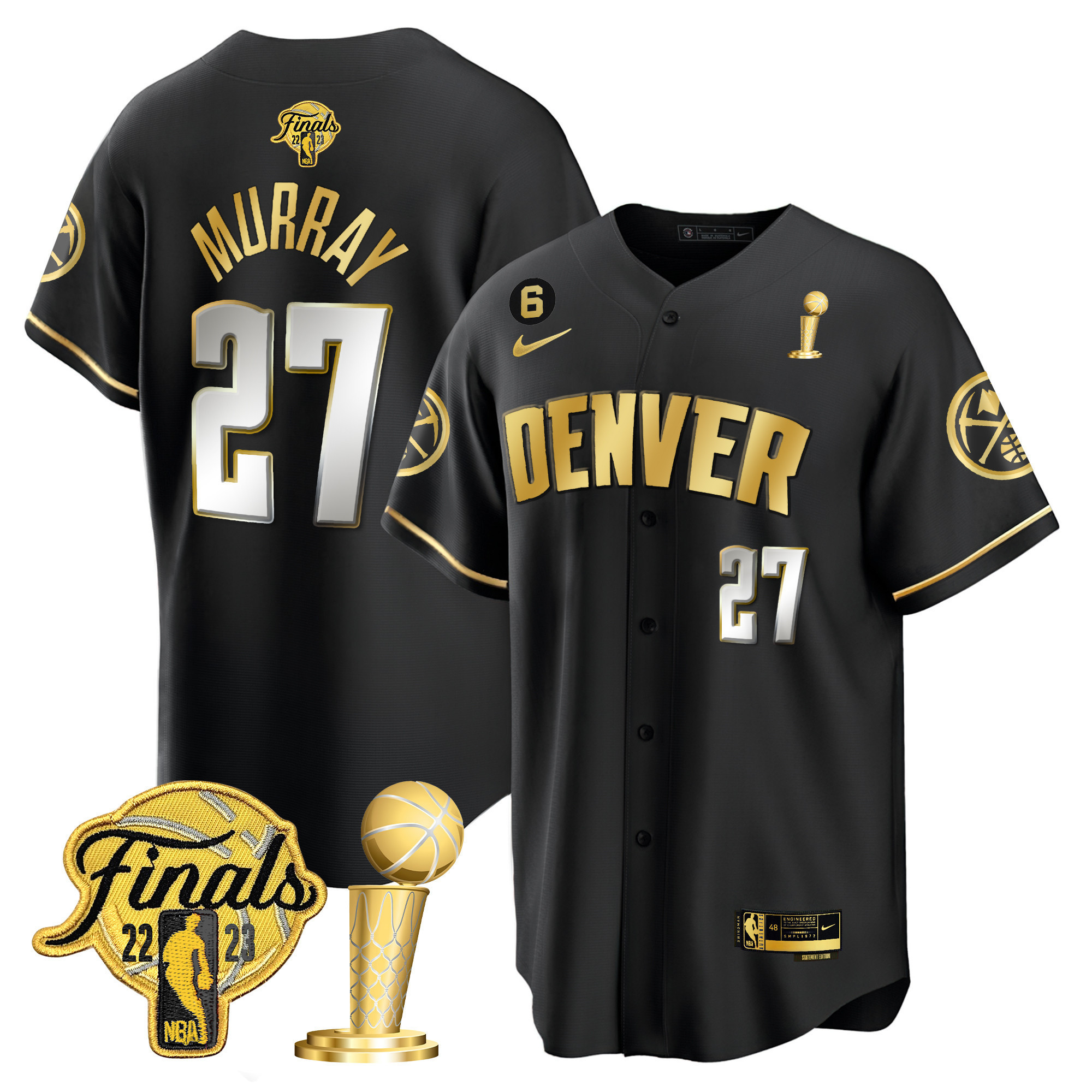 Jamal Murray Youth's Denver Nuggets 2023 Finals & Champions Patch Cool Base Black Limited Jersey - All Stitched