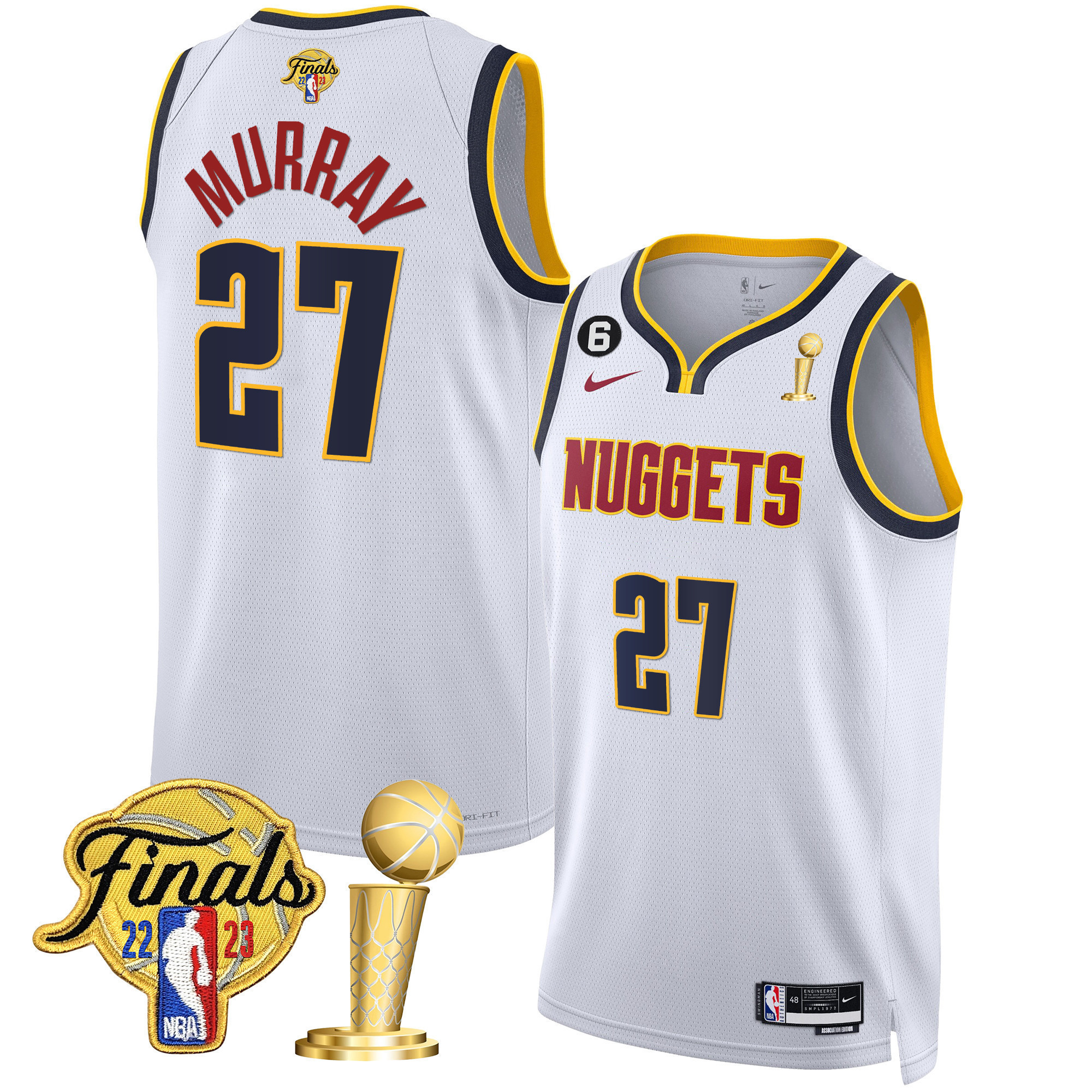 Jamal Murray Youth's Denver Nuggets 2023 Finals & Champions Patch Gold Association Jersey - All Stitched