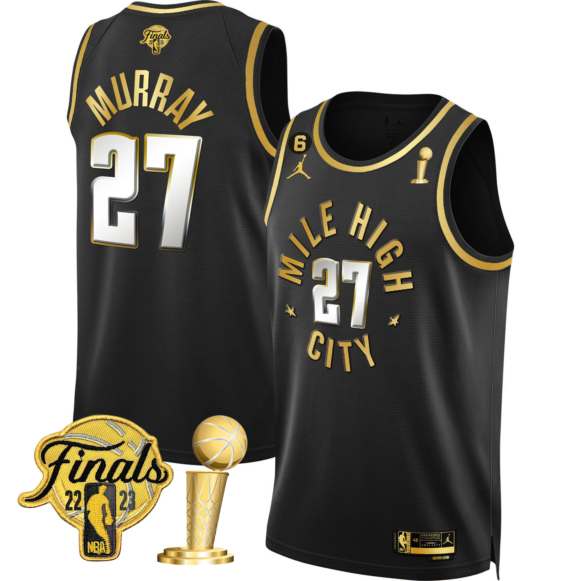 Jamal Murray Youth's Denver Nuggets 2023 Finals & Champions Patch Gold Statement Limited Jersey - All Stitched