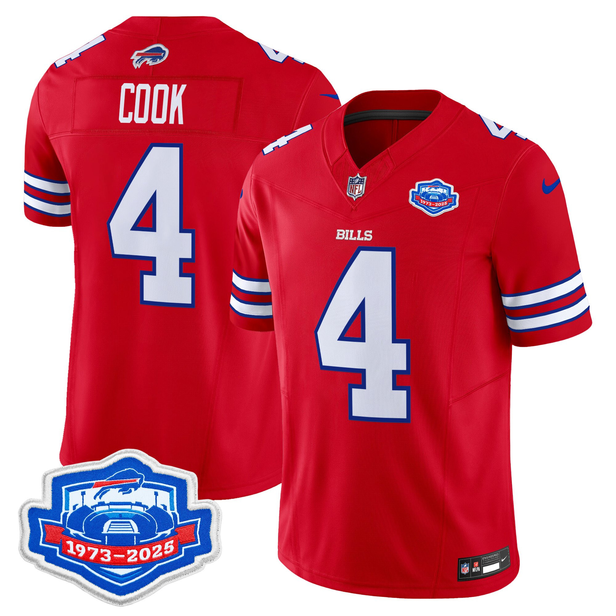 James Cook Men's Buffalo Bills 2025 Farewell Season Patch Vapor Limited Red Jersey - All Stitched