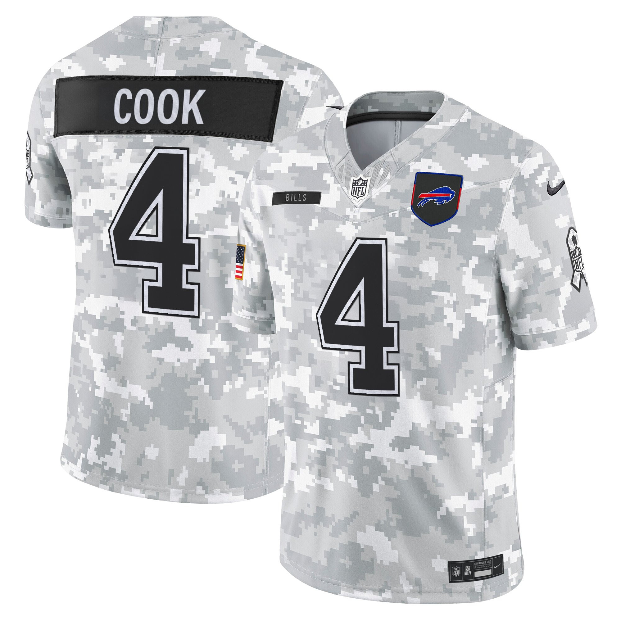 James Cook Men's Buffalo Bills 2025 Salute to Service Vapor Limited Arctic Camo Jersey - All Stitched