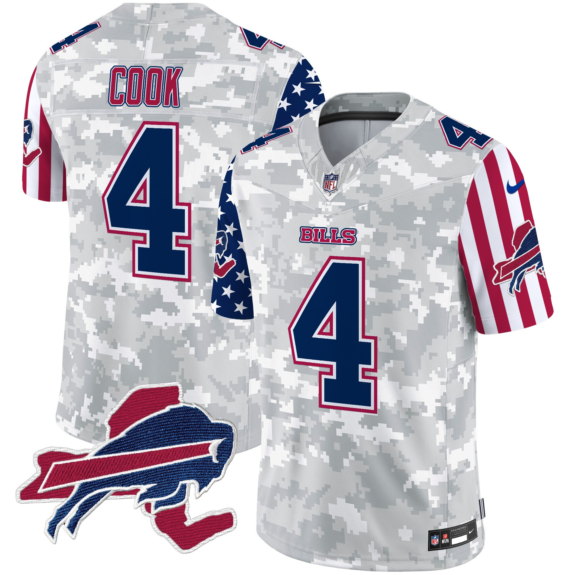 James Cook Men's Buffalo Bills American Style Vapor Limited Arctic Camo Jersey V2 - All Stitched