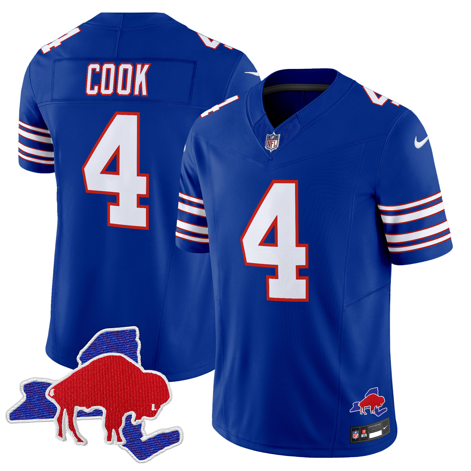 James Cook Men's Buffalo Bills Throwback 2024 Vapor Limited Royal Jersey - All Stitched