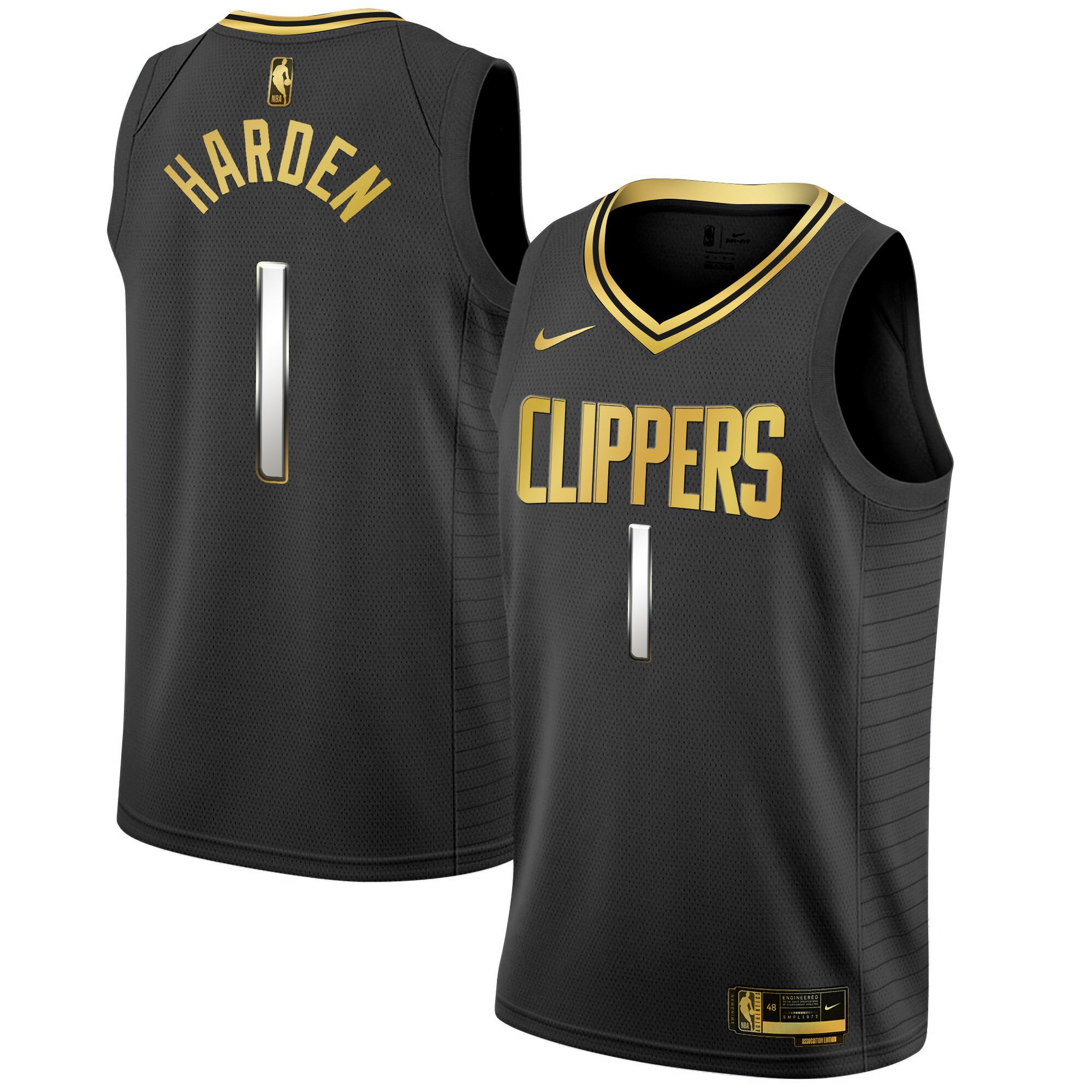 James Harden Men's Los Angeles Clippers Swingman Black Gold Jersey - All Stitched