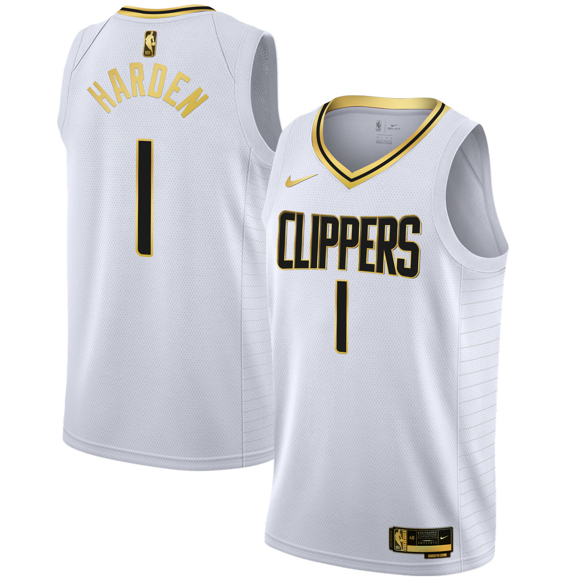 James Harden Men's Los Angeles Clippers Swingman White Gold Jersey - All Stitched