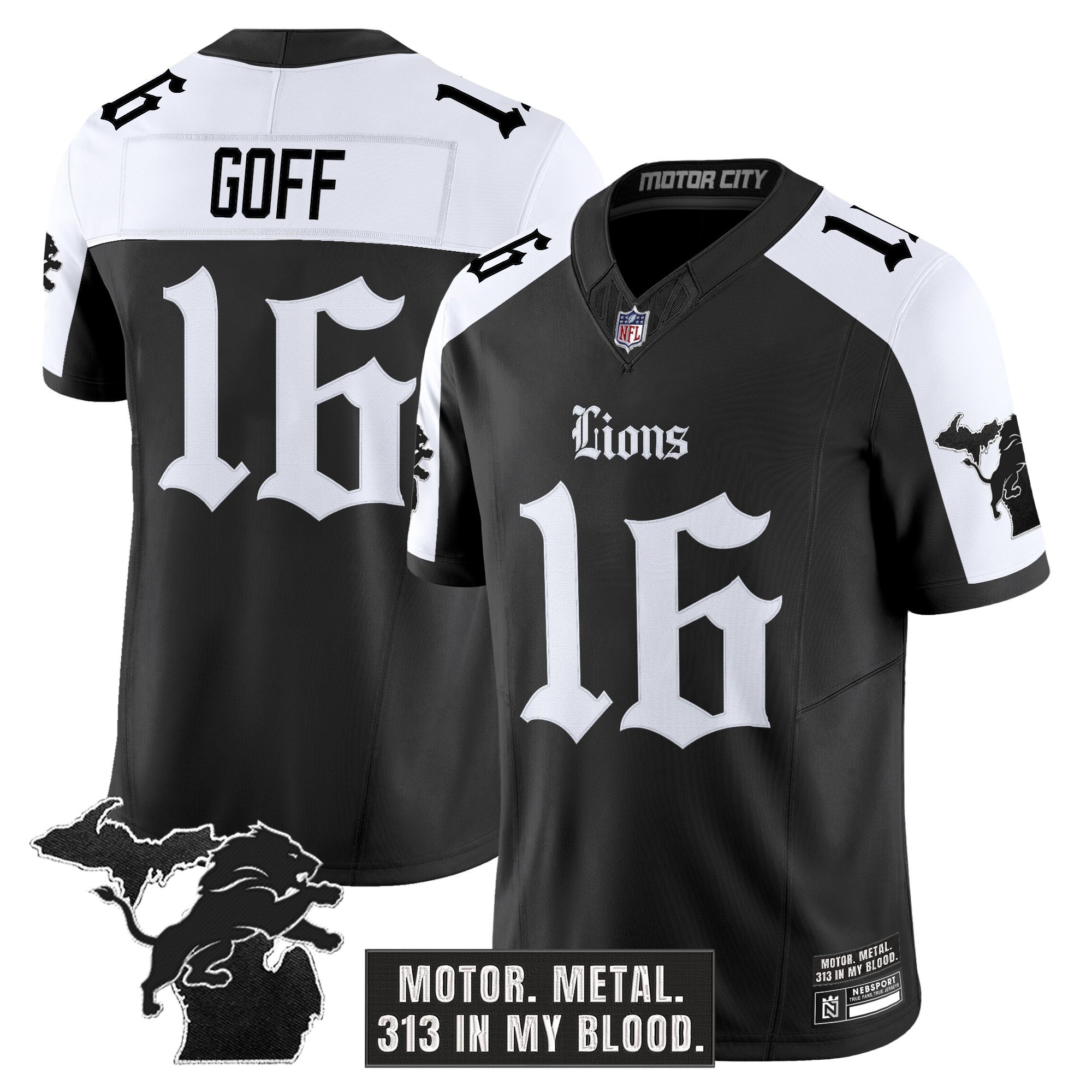 Jared Goff Men's Detroit Lions Gothic Motor Grit Edition Vapor Limited Alternate Jersey - All Stitched