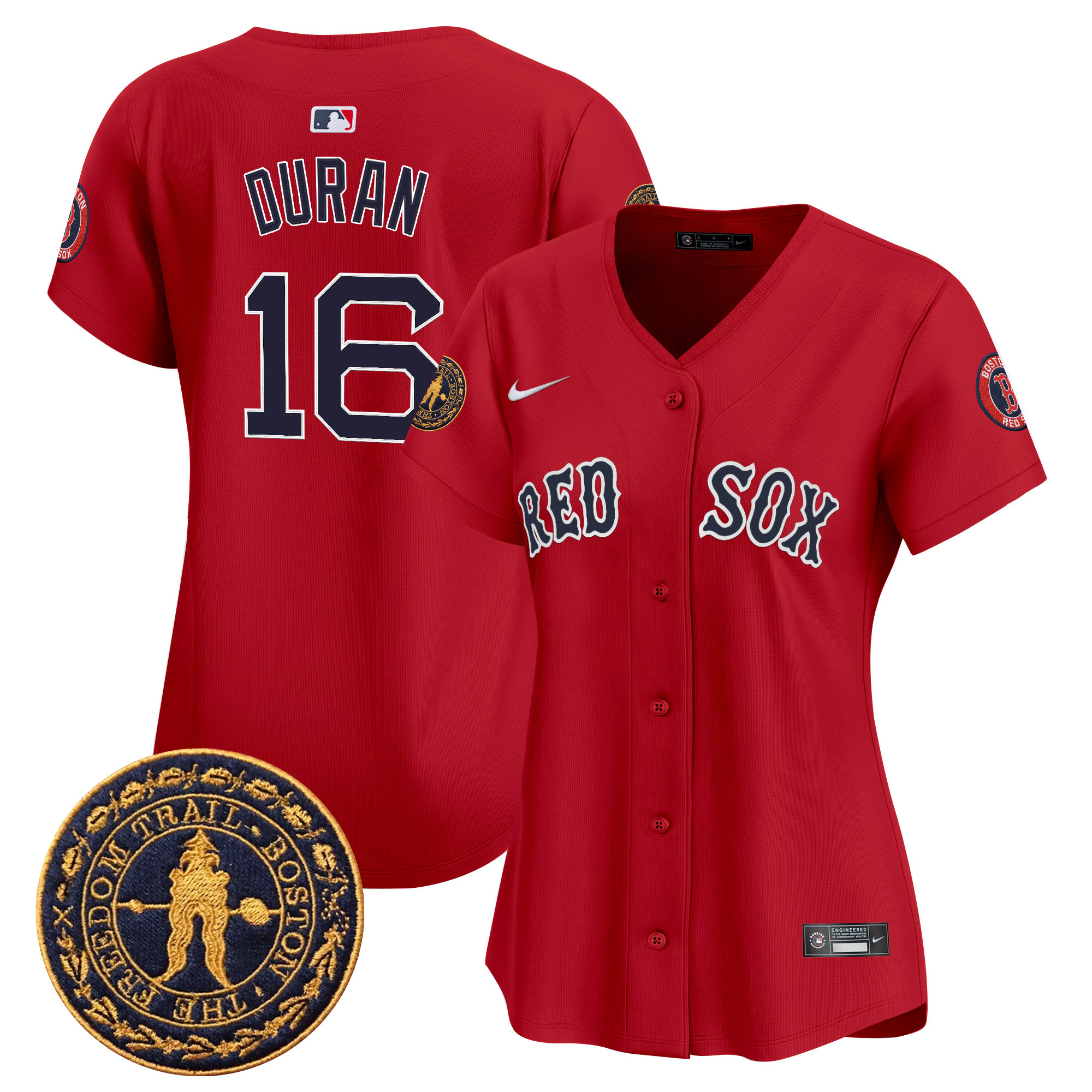 Jarren Duran Women's Boston Red Sox Freedom Trail Patch Vapor Premier Limited Red Jersey - All Stitched